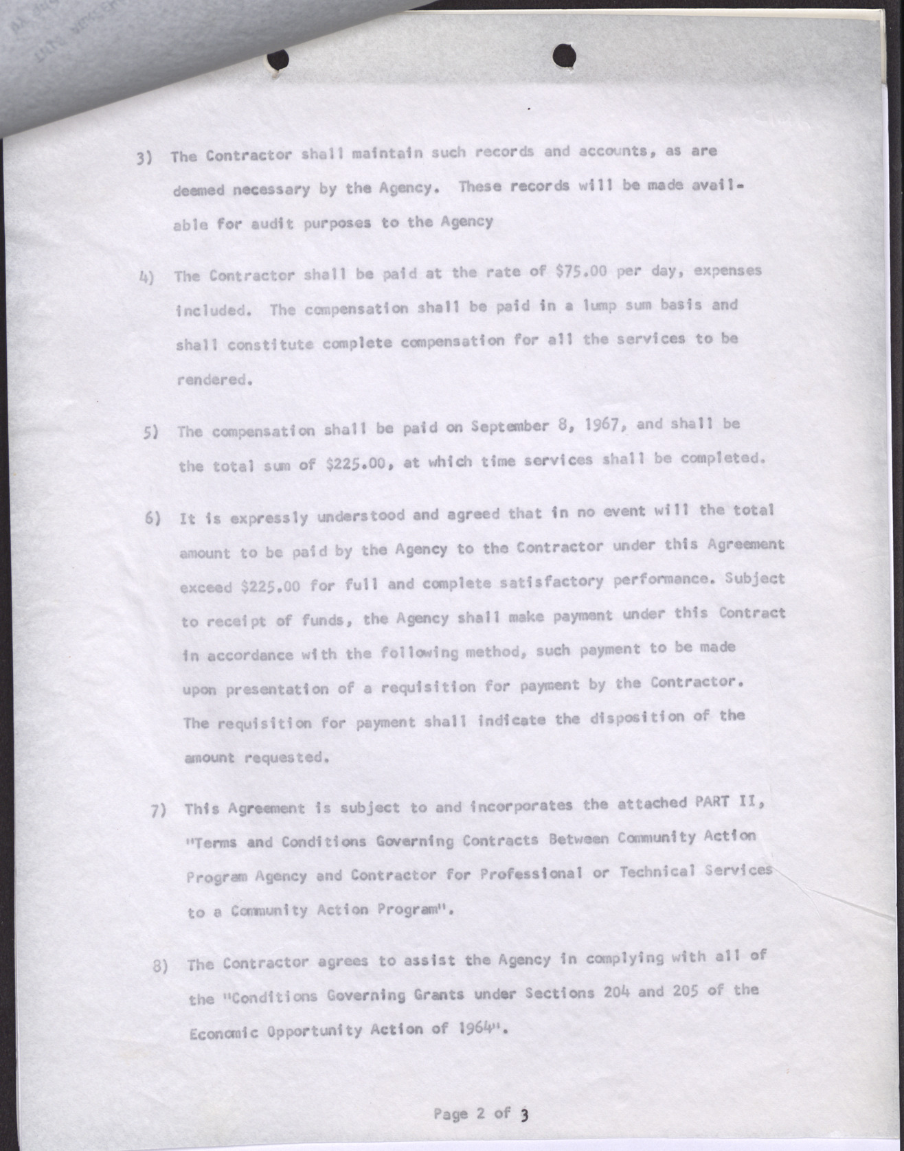 Contract of Agreement between Operation Independence and Manpower Development Center Parts I & II  (7 pages), no date, page 2