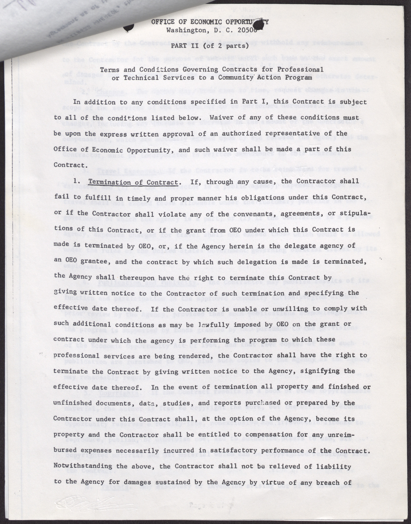 Contract of Agreement between Operation Independence and Manpower Development Center Parts I & II  (7 pages), no date, page 4