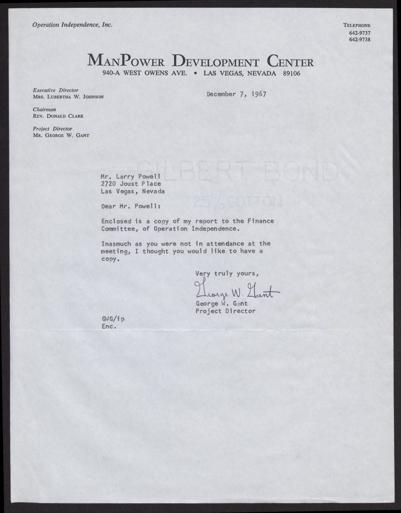 Letter to Mr. Larry Powell from George W. Gant, December 7, 1967