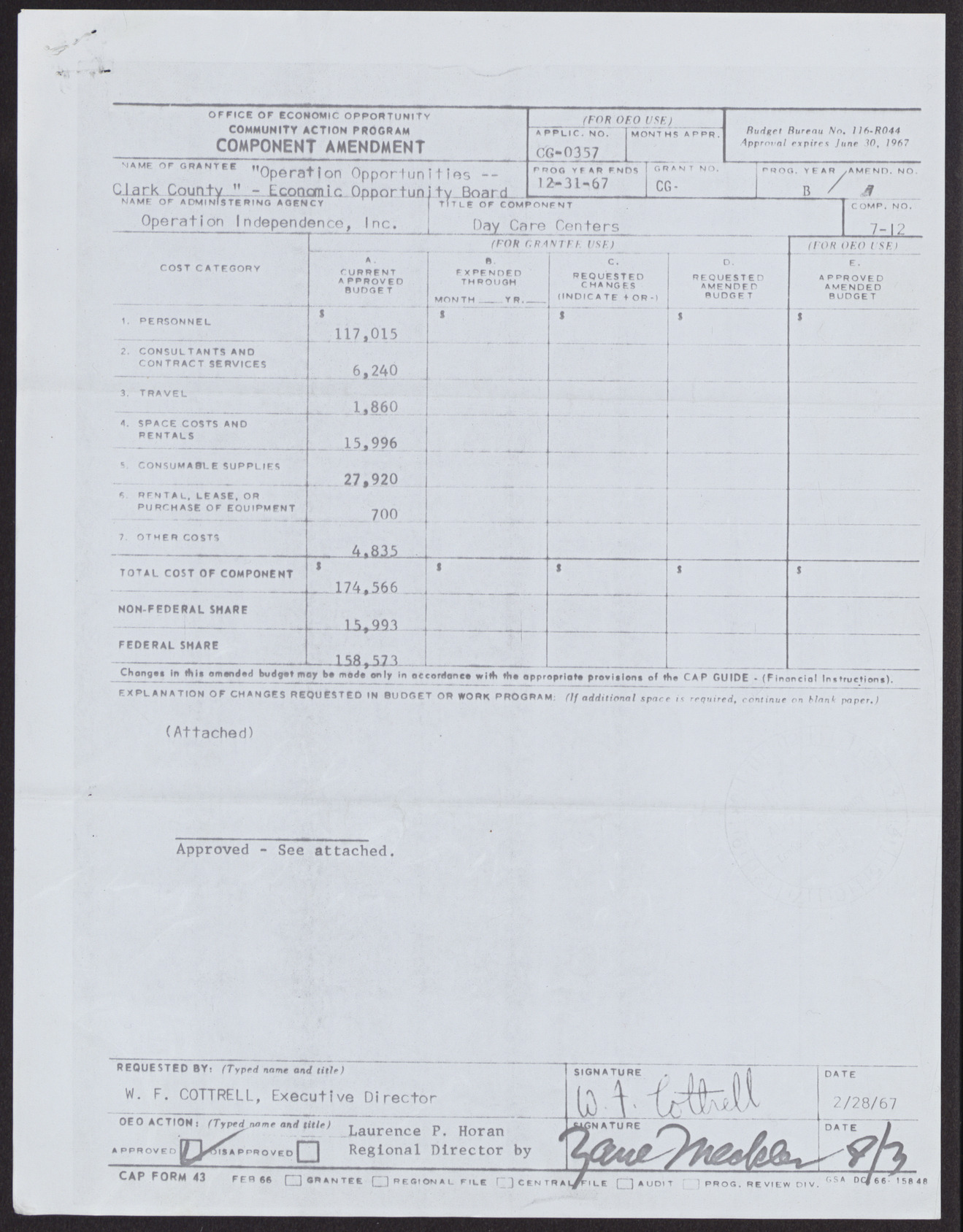 Copy of approved CAP form, 1967