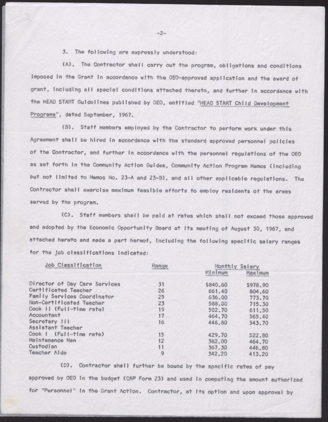 Contract of agreement between the EOB ad Operation Independence, Inc. (6 pages), January 1, 1968, page 2