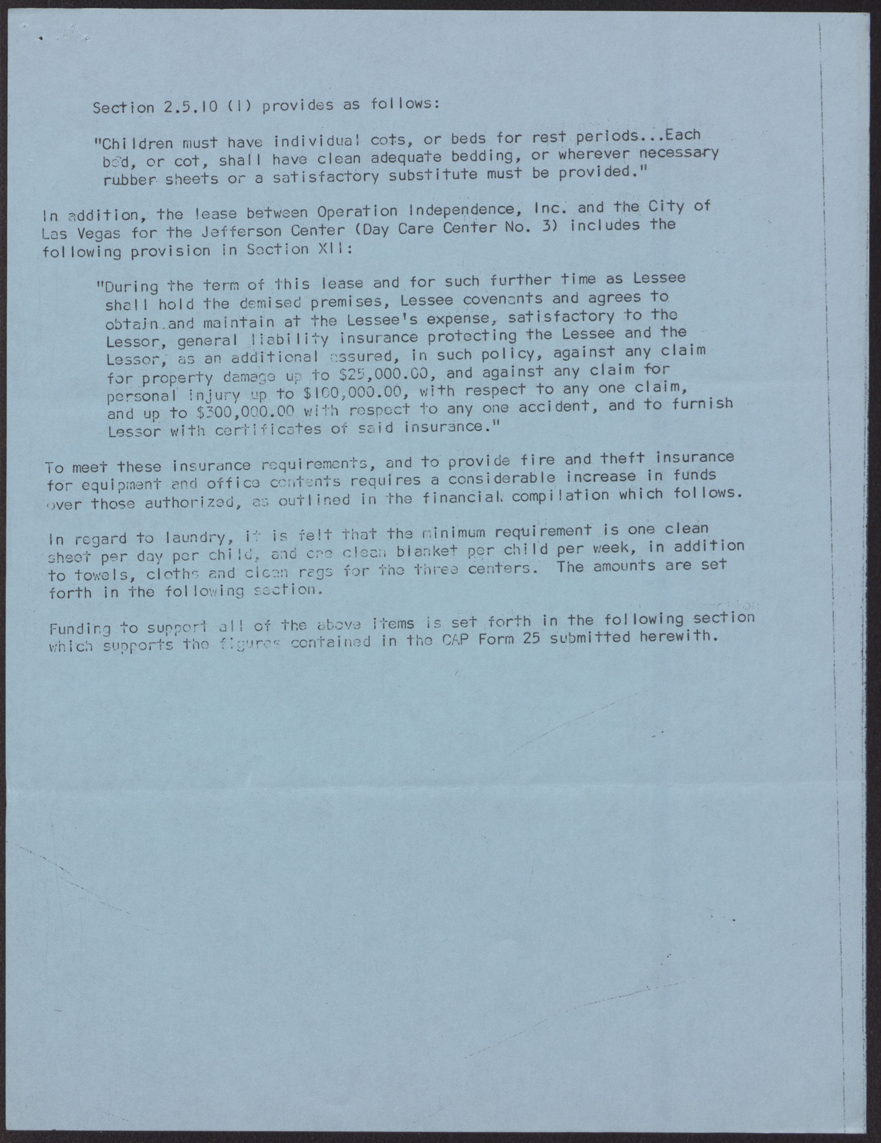 Component Budget - Supplemental Request for Funds for Day Care Centers Project (7 pages), no date, page 5