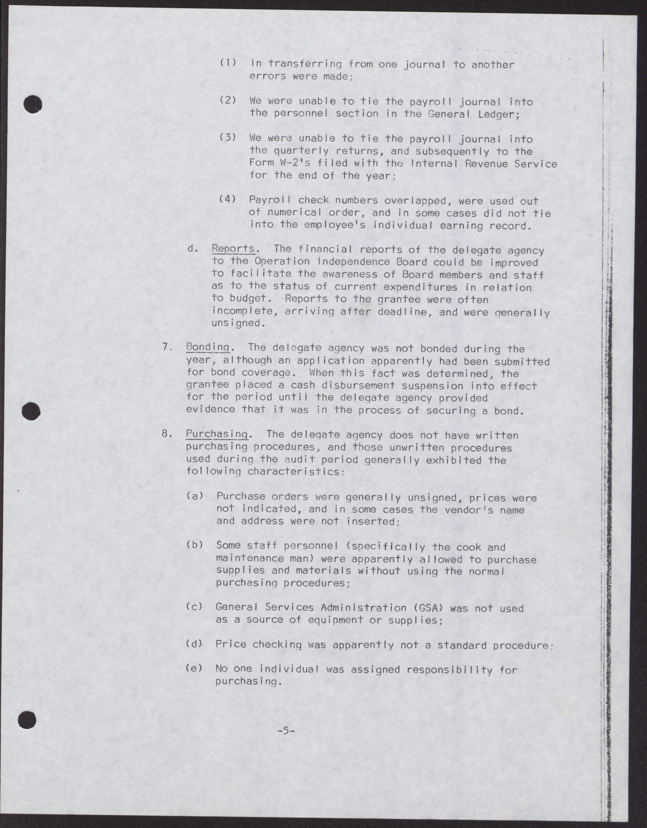 Operation Independence, Inc. Summary of Results of Financial and Compliance Examination; Current General Fund; Funds Received and Disbursed; Budgeted, Uncured, and Questioned Costs (10 pages), December 31, 1966, page 5