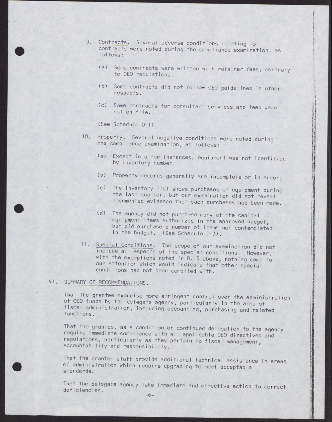 Operation Independence, Inc. Summary of Results of Financial and Compliance Examination; Current General Fund; Funds Received and Disbursed; Budgeted, Uncured, and Questioned Costs (10 pages), December 31, 1966, page 6