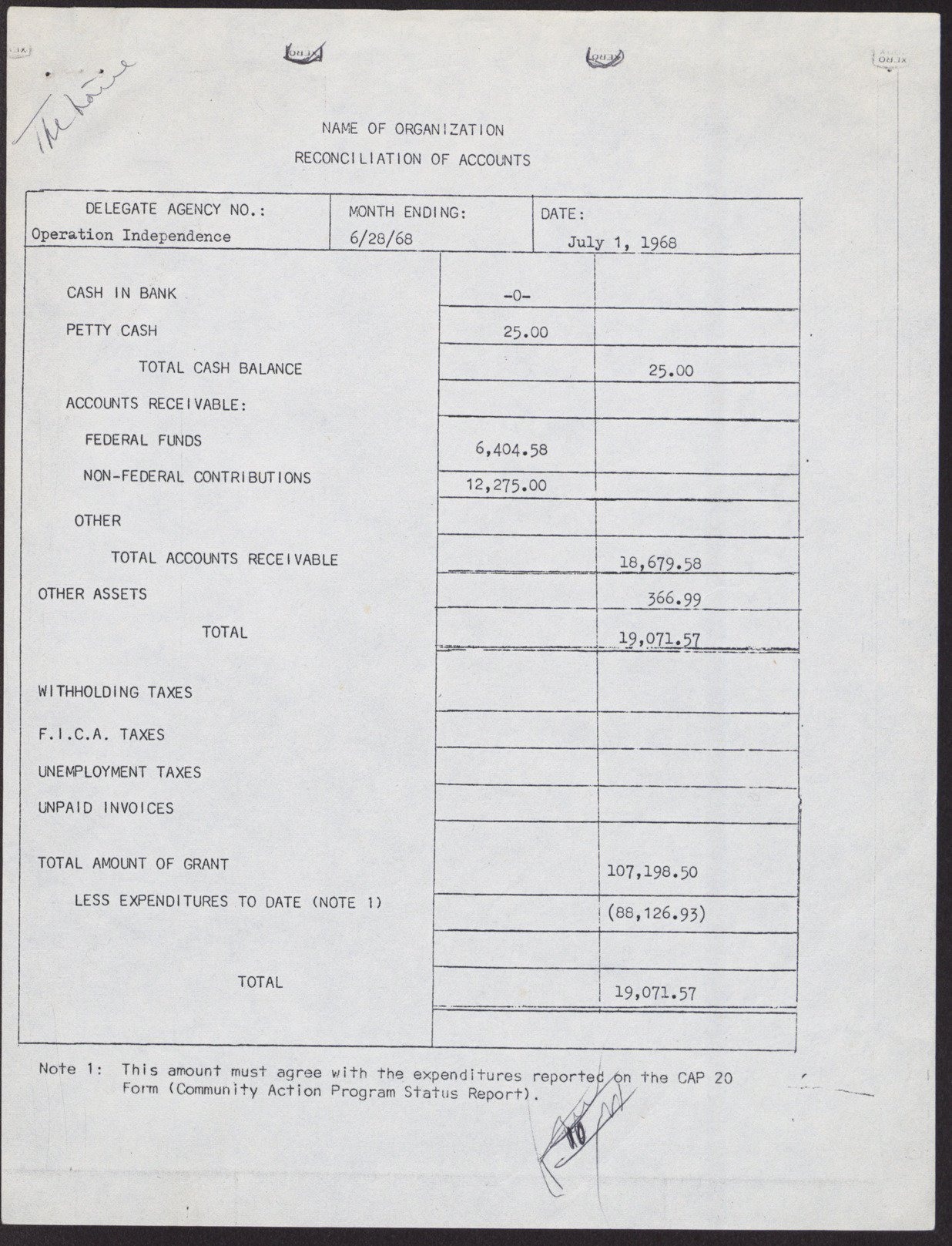 Financial Reports for the Economic Opportunity Board of Clark County (4 pages), 1968
