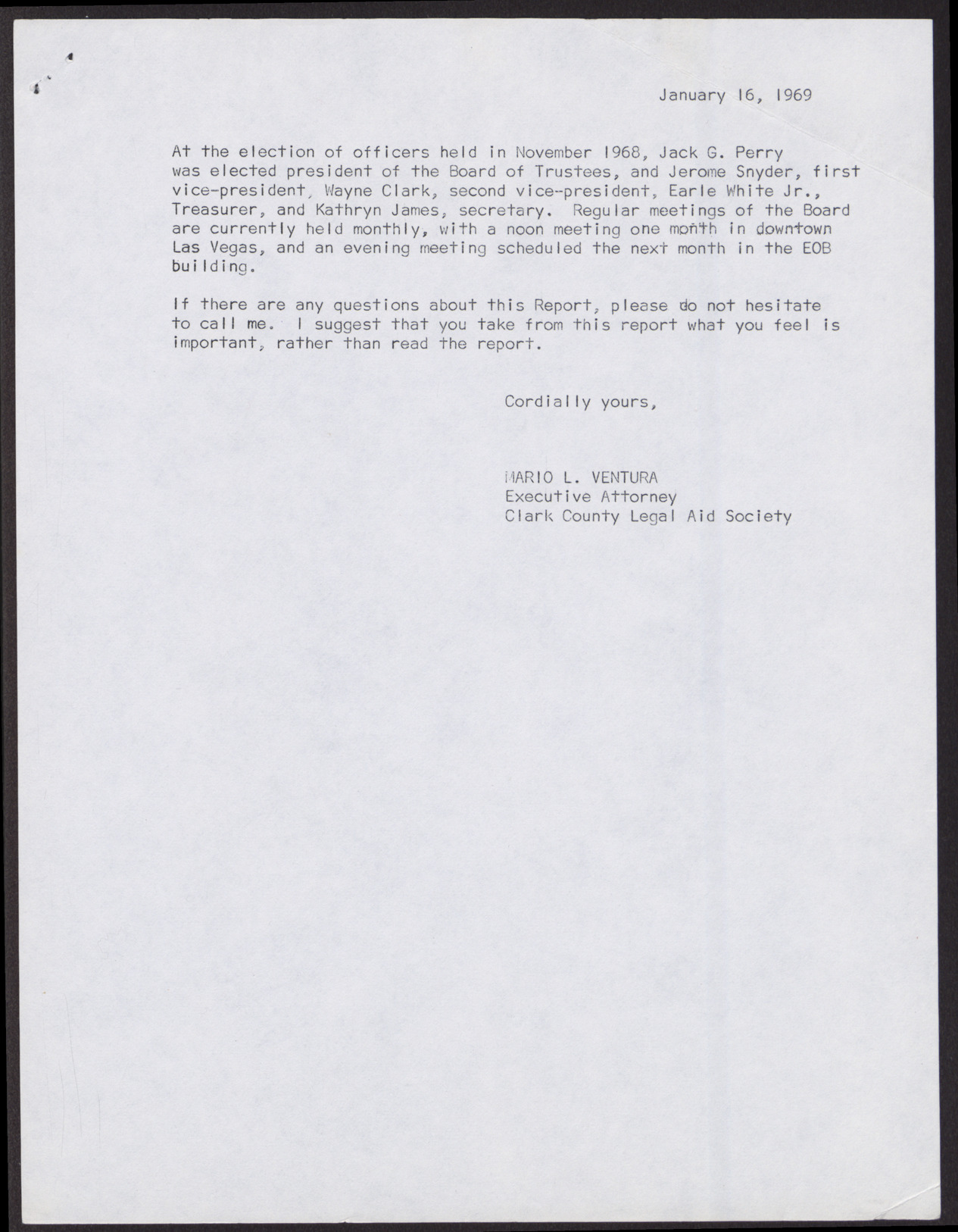 Clark County Legal Aid Society's Monthly Report to Economic Opportunity Board of Clark County (2 pages), January 29, 1969, page 2