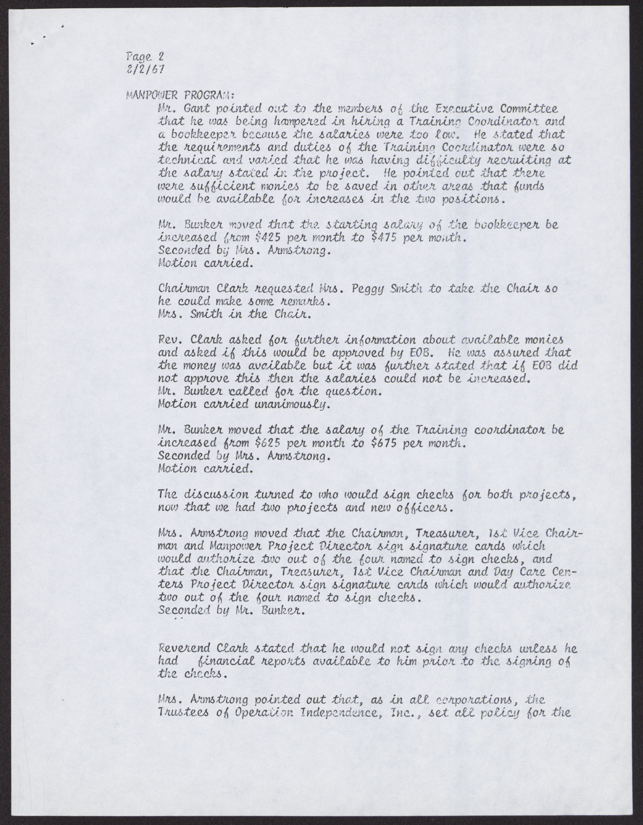 Minutes from Operation Independence meeting (3 pages), August 2, 1967, page 2