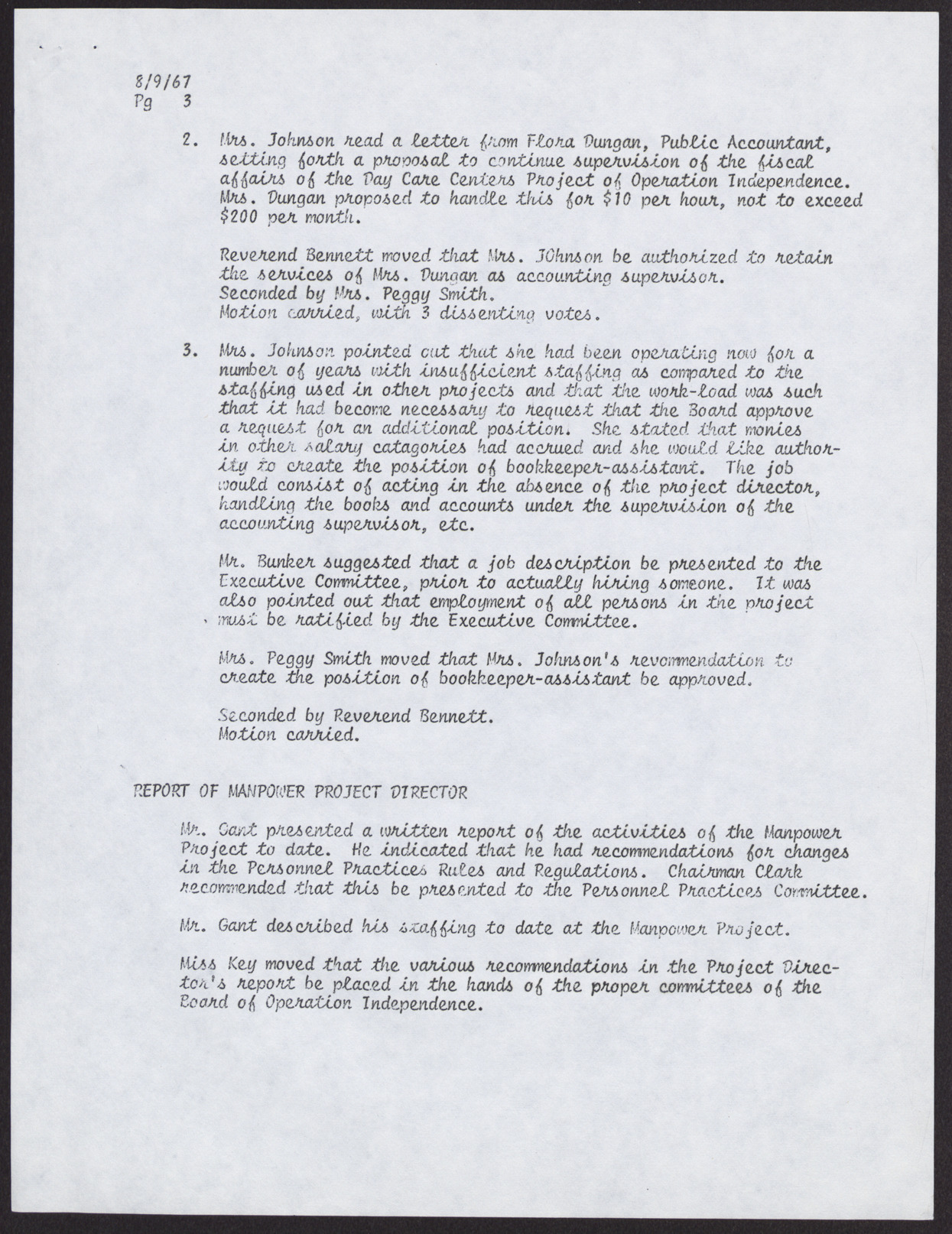 Minutes from Operation Independence Board Meeting (5 pages each), August 9, 1967, page 3