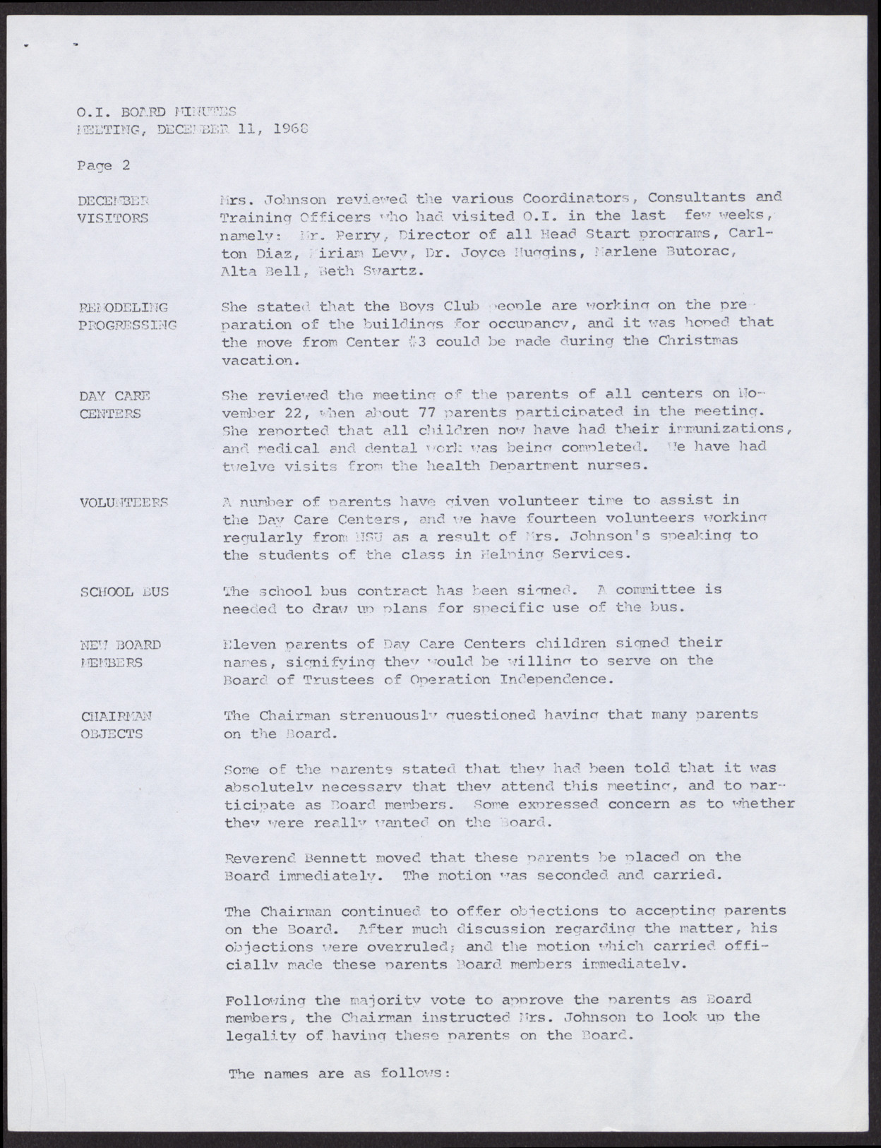 Minutes from Operation Independence meeting (4 pages), December 11, 1968, page 2
