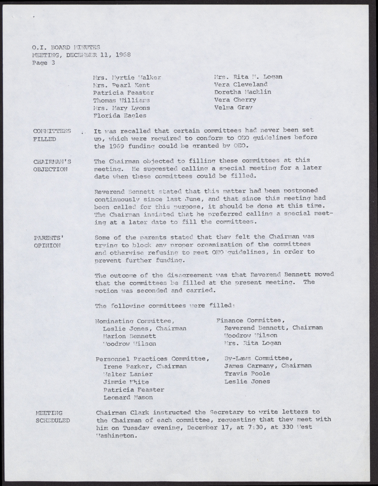 Minutes from Operation Independence meeting (4 pages), December 11, 1968, page 3