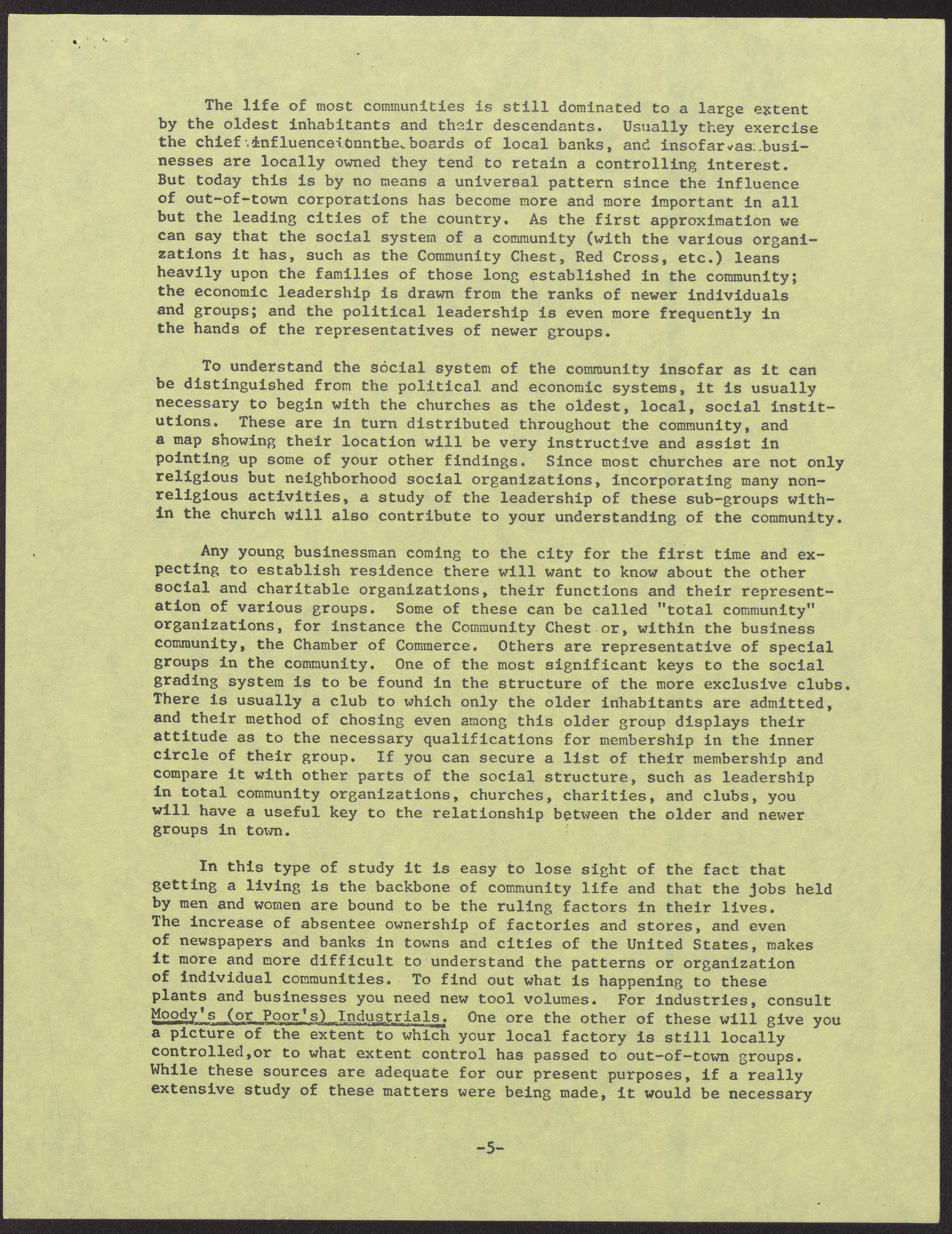 "Suggestions for a Study of Your Hometown," by Robert K. Lamb (7 pages), 1952, page 5