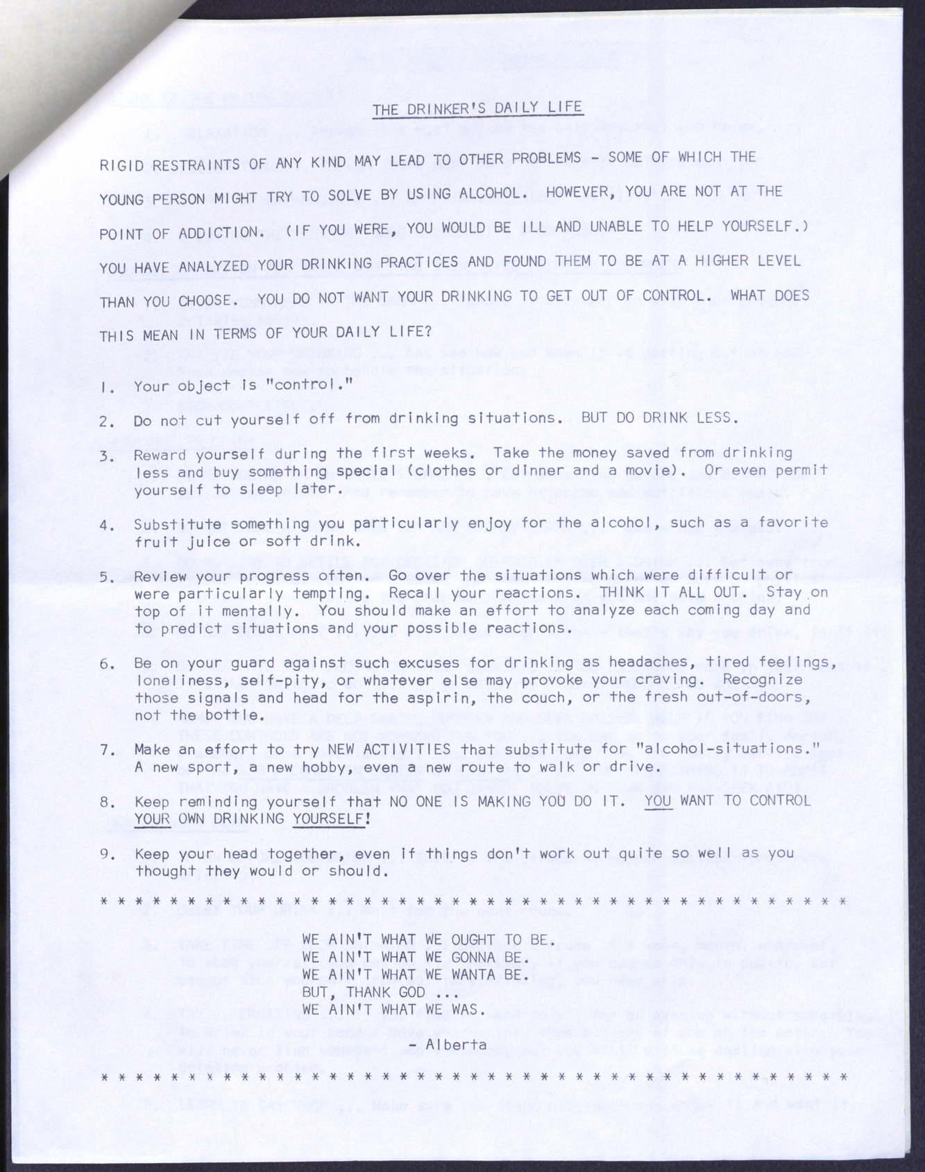 Article for the EOB Youth Program entitled "Sex and Booze" (4 pages), no date, page 3