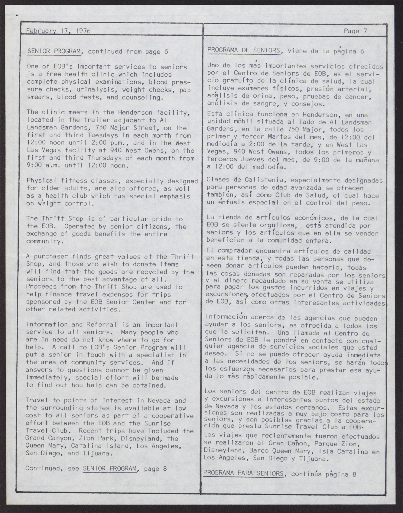 EOB Bulletin newsletter (12 pages), February 17, 1976, page 7