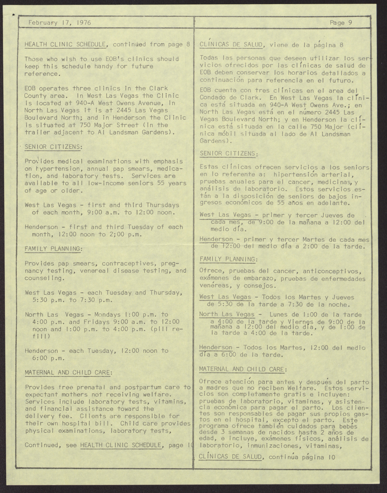 EOB Bulletin newsletter (12 pages), February 17, 1976, page 9