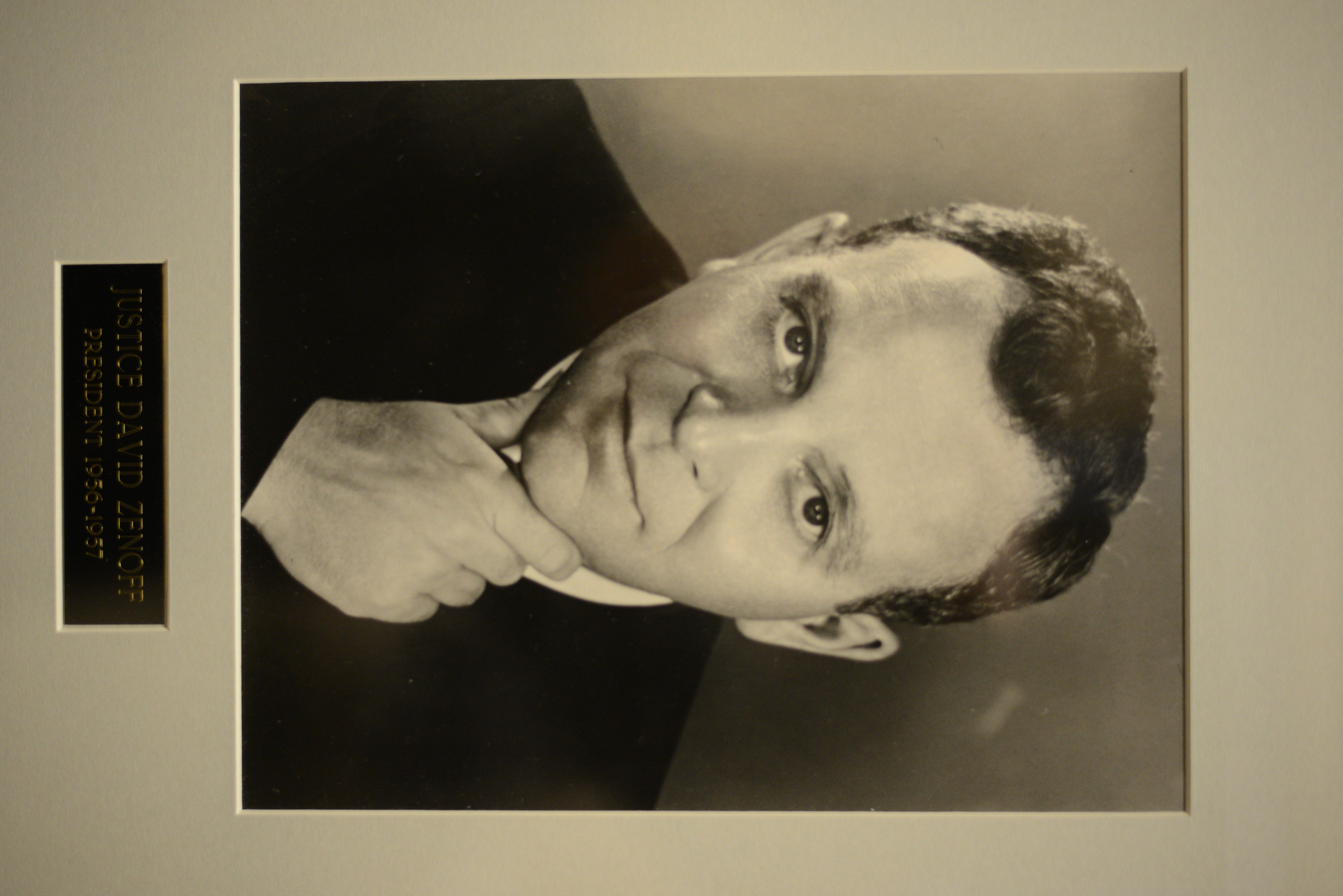 Portrait of Justice David Zenoff, Temple Beth Sholom president, 1956-1957
