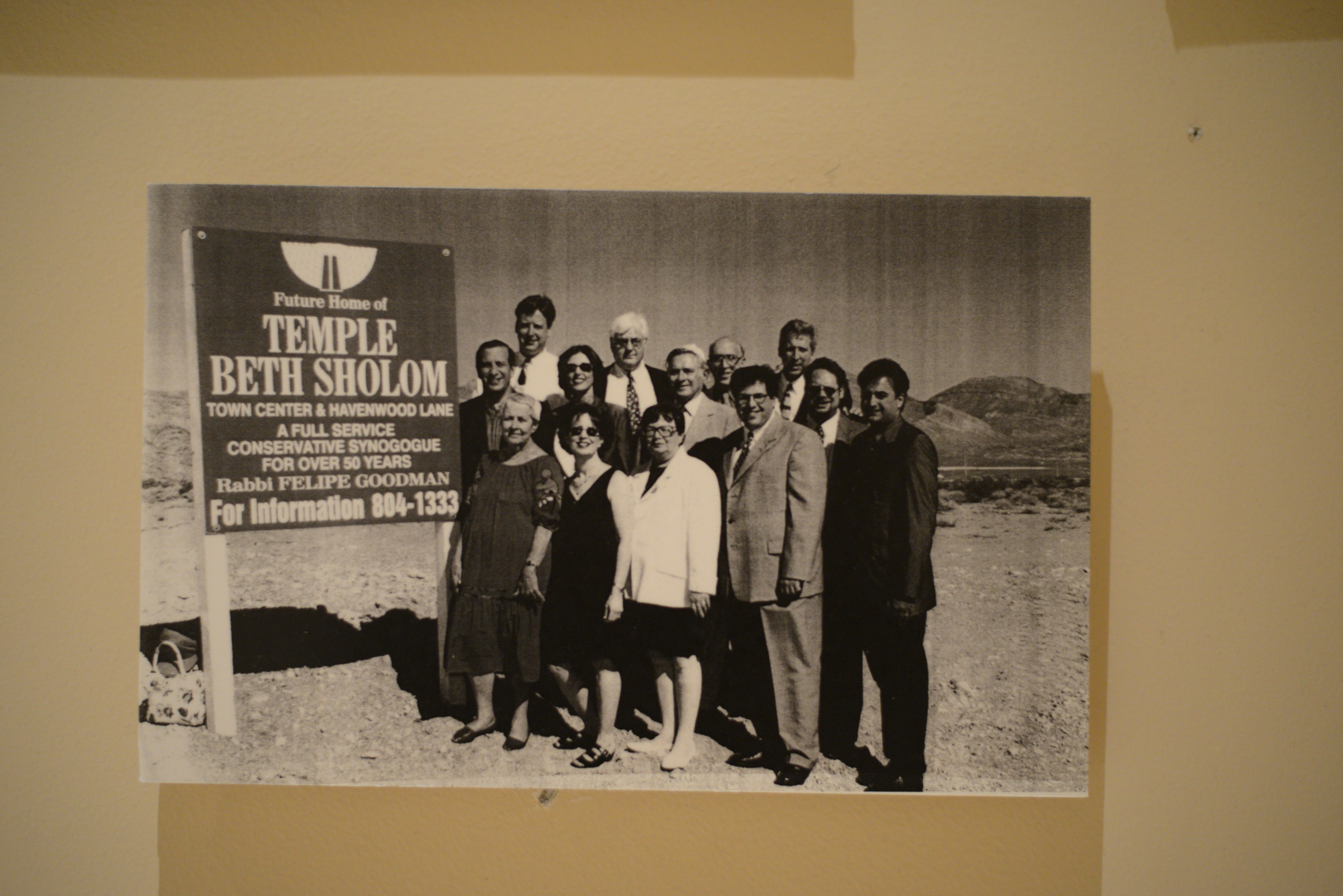 Photograph of a group at site of future home of Temple Beth Sholom, date unknown