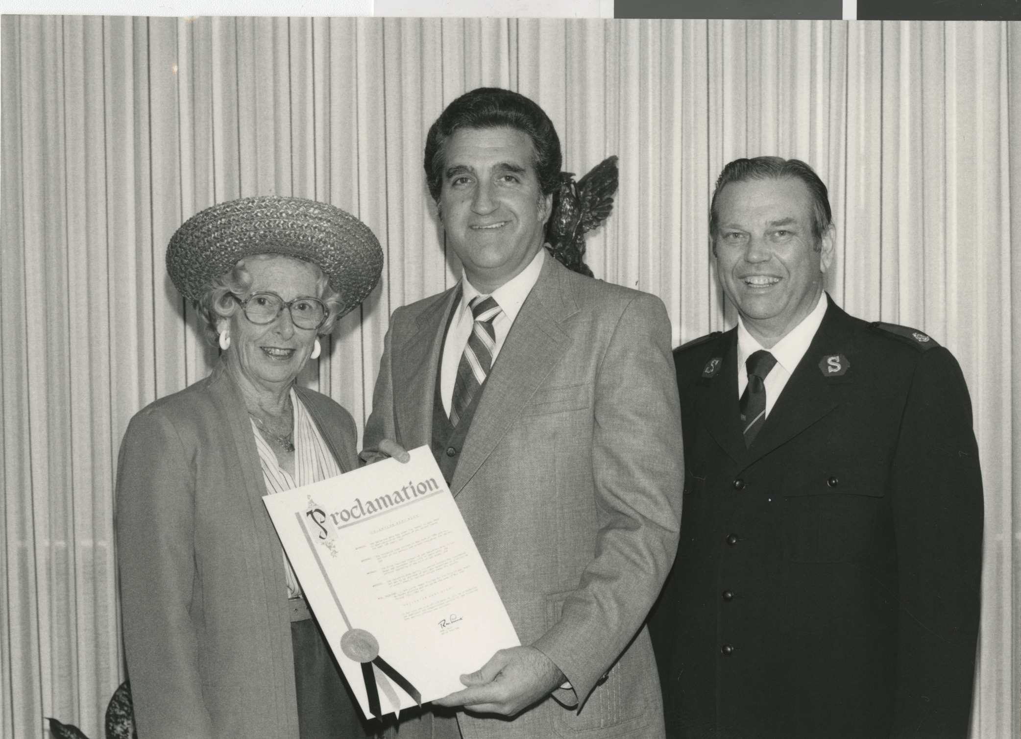 Photograph of Ron Lurie presenting a Proclamation, circa 1978