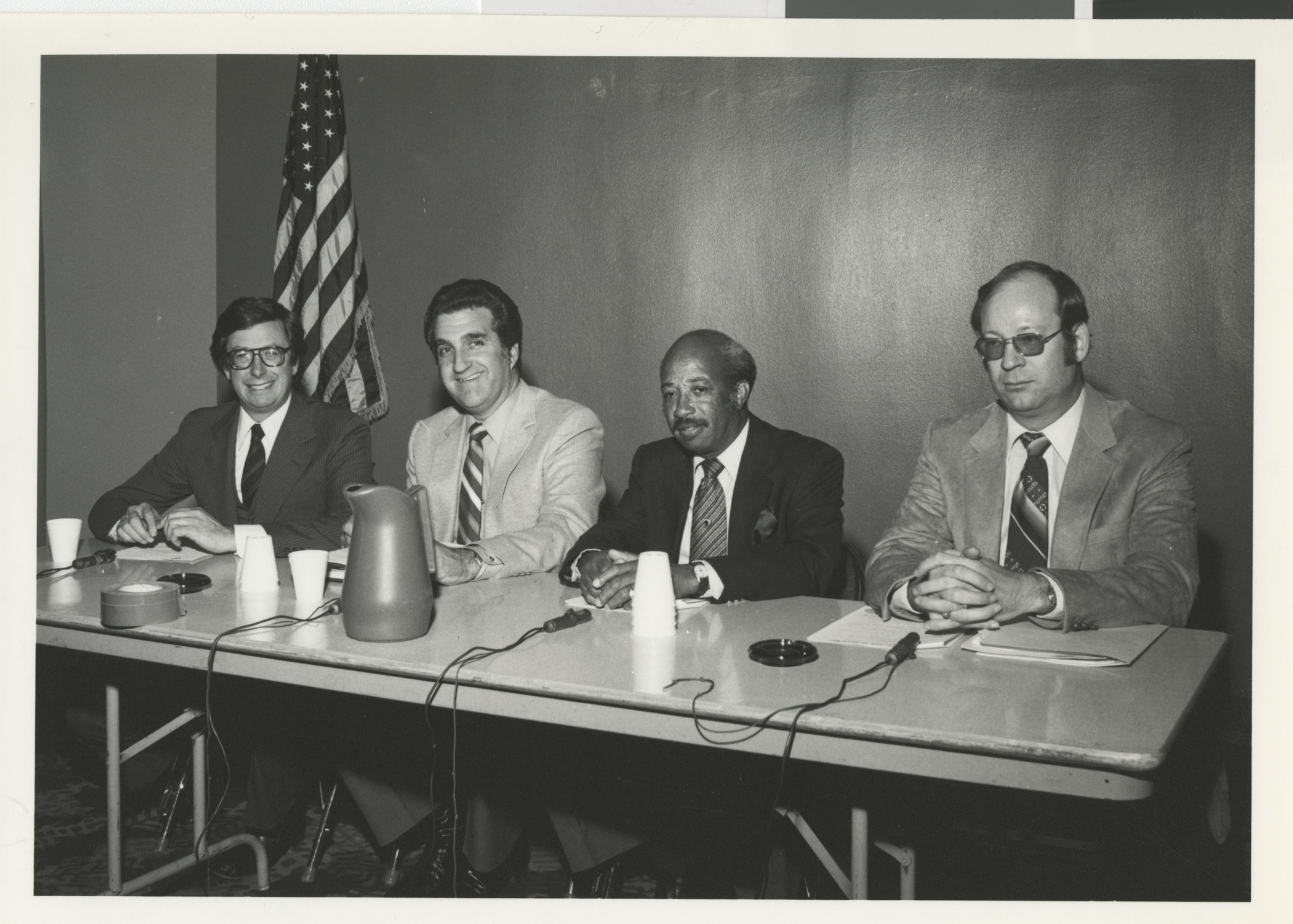 Photograph of Governor Bob List, Ron Lurie, North Las Vegas Commissioner Theron Goynes and State Superintendent Ted Sanders