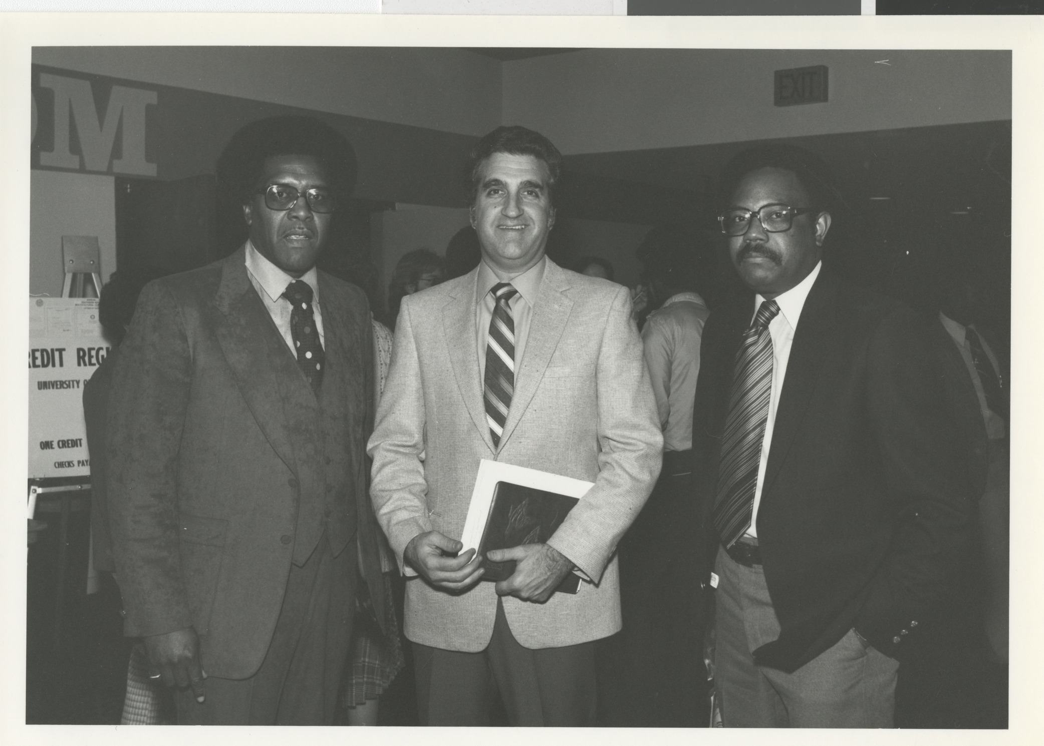 Photograph of Al Brown, Commissioner Ron Lurie, Assistant Superintendent Dr. James Pughley