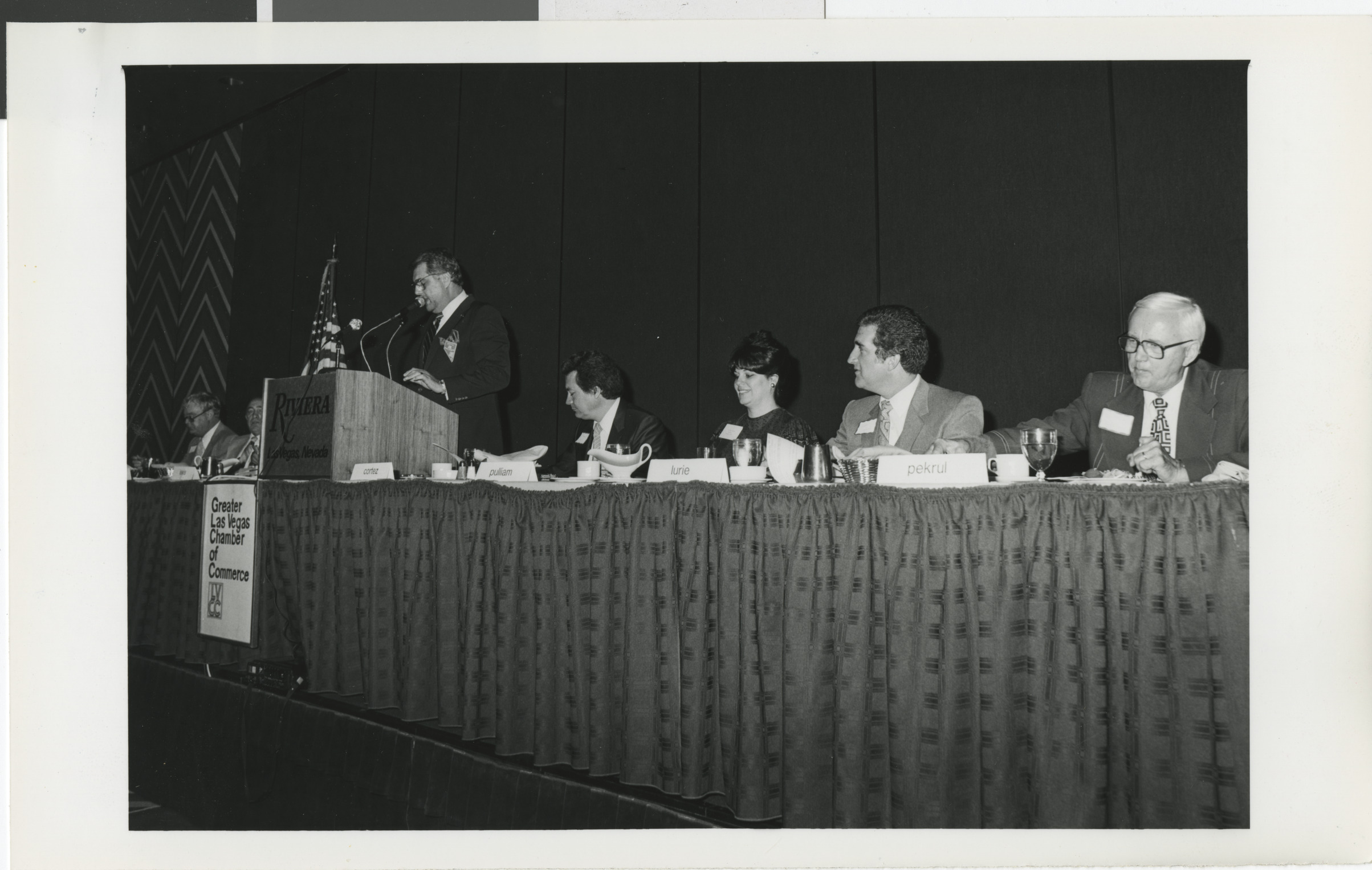 Photograph of Ron Lurie on a panel with the Greater Las Vegas Chamber of Commerce
