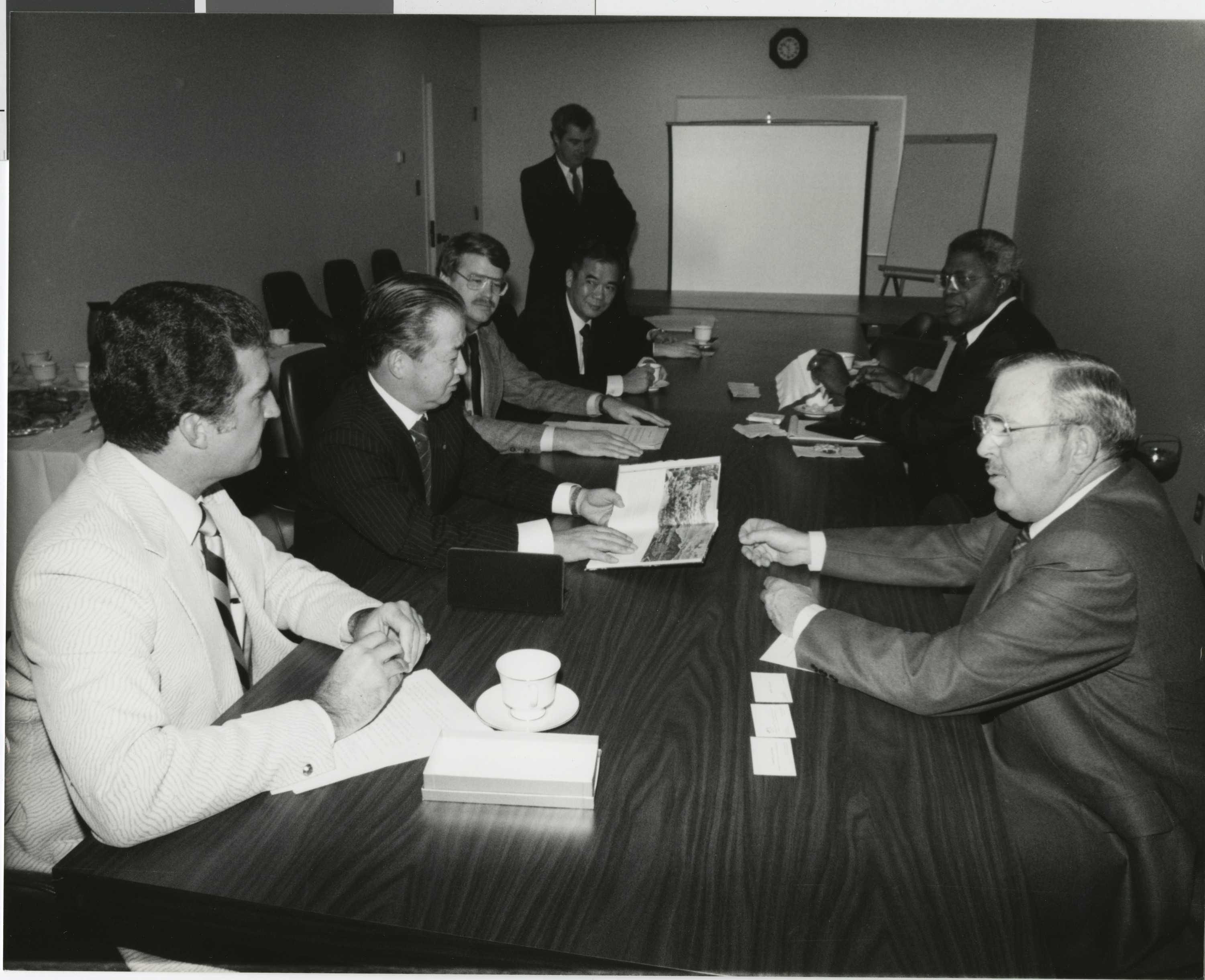 Photograph of Ron Lurie with Japanese officials, October 1, 1982