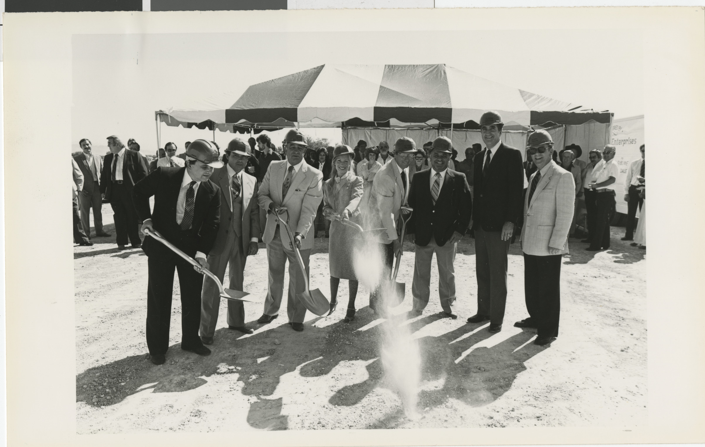 Photograph of Ron Lurie with a group at a groundbreaking event (possibly for McCarran Airport), 1983