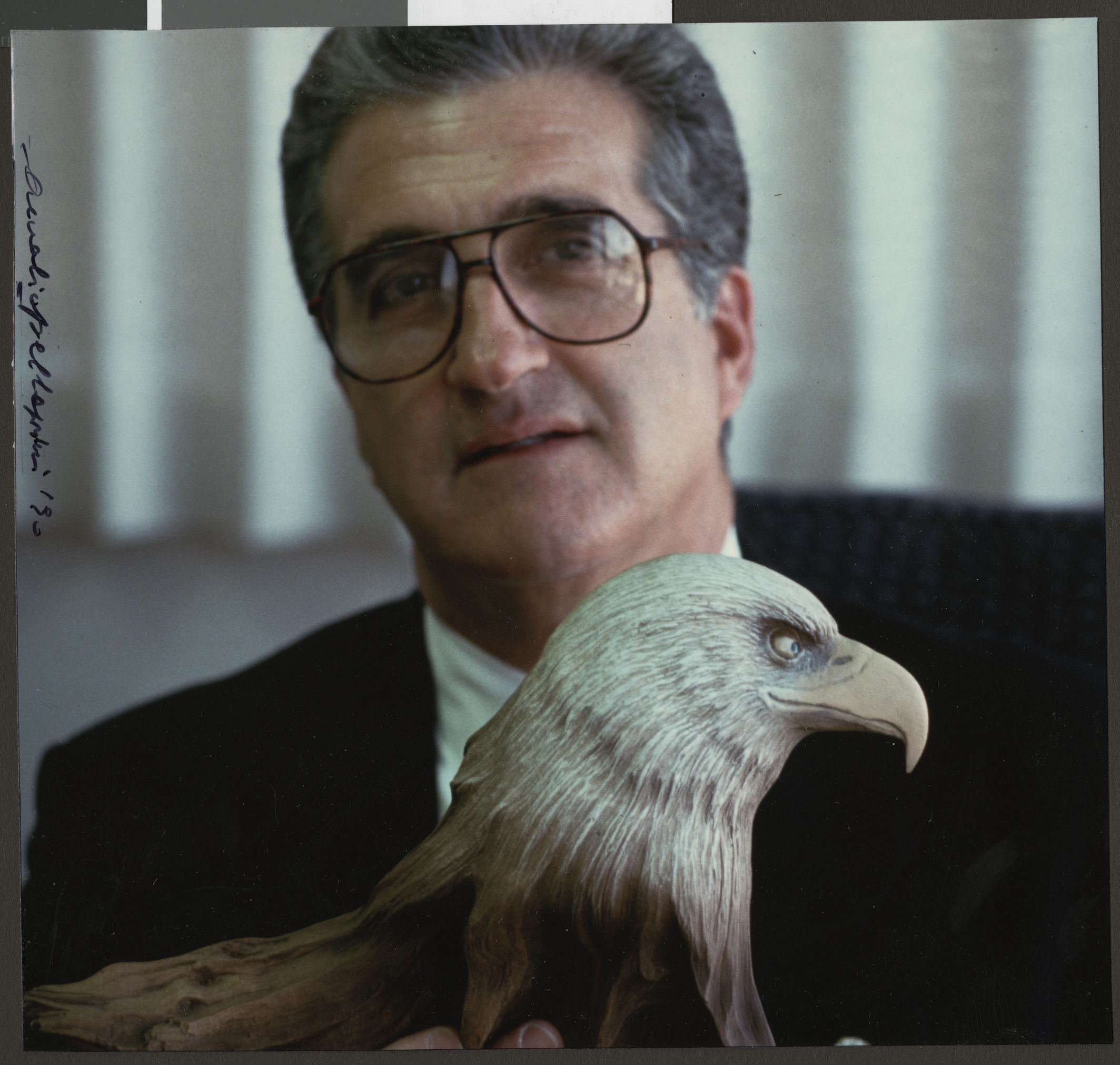 Photograph of Portrait of Ron Lurie with a decoy eagle