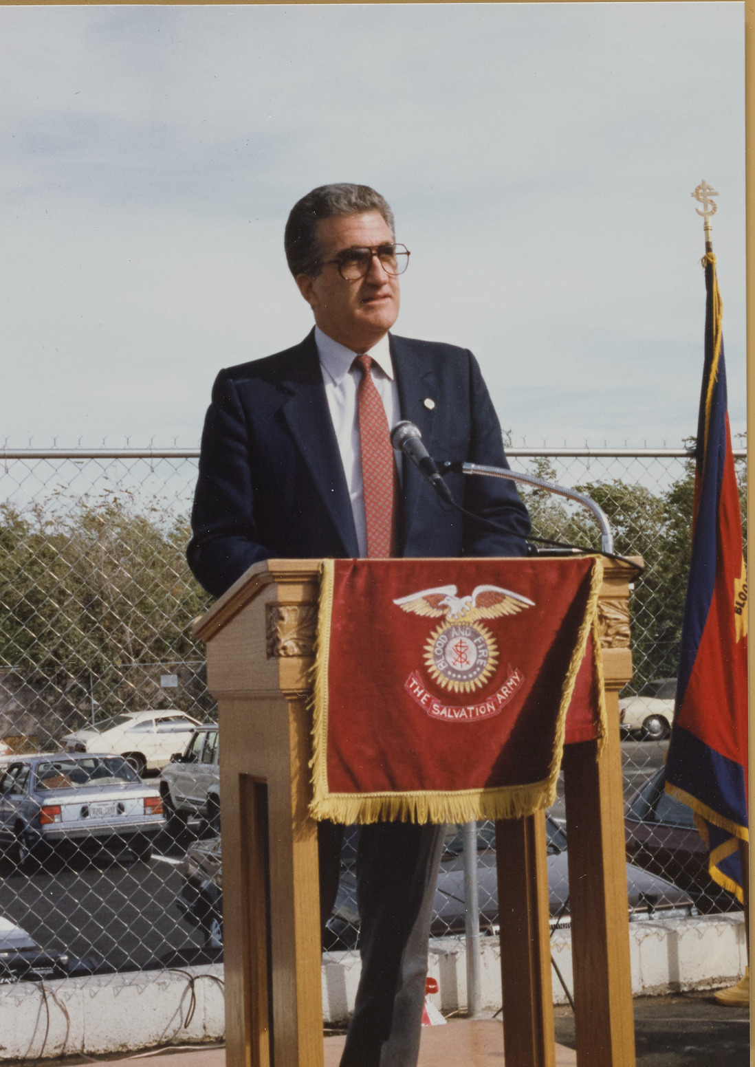 Photograph of Ron Lurie at dedication event for Emergency Lodge/Family Service Facility for the Salvation Army