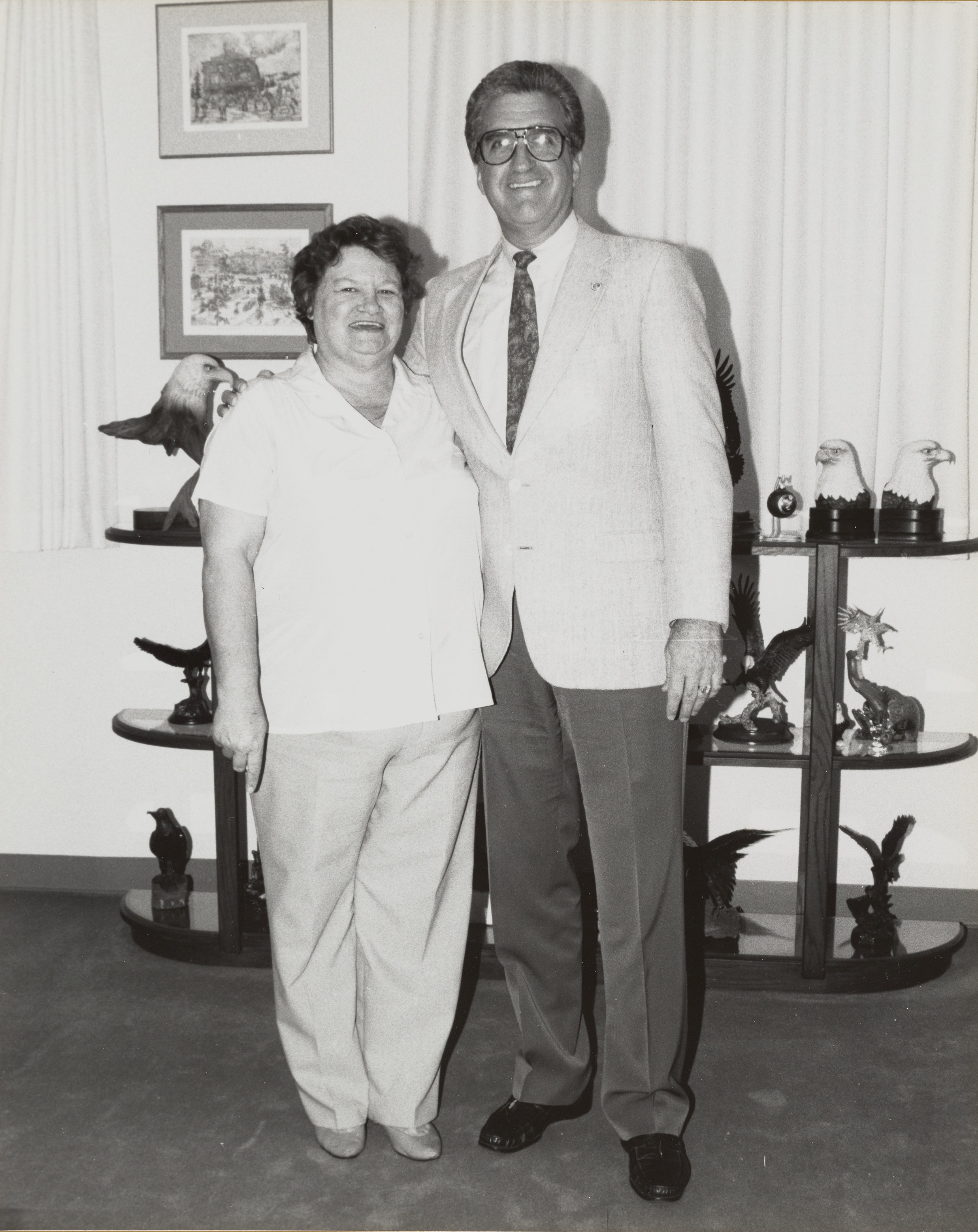 Photograph of Ron Lurie with J & J Pageant coordinator Betty Munson, April 17, 1990