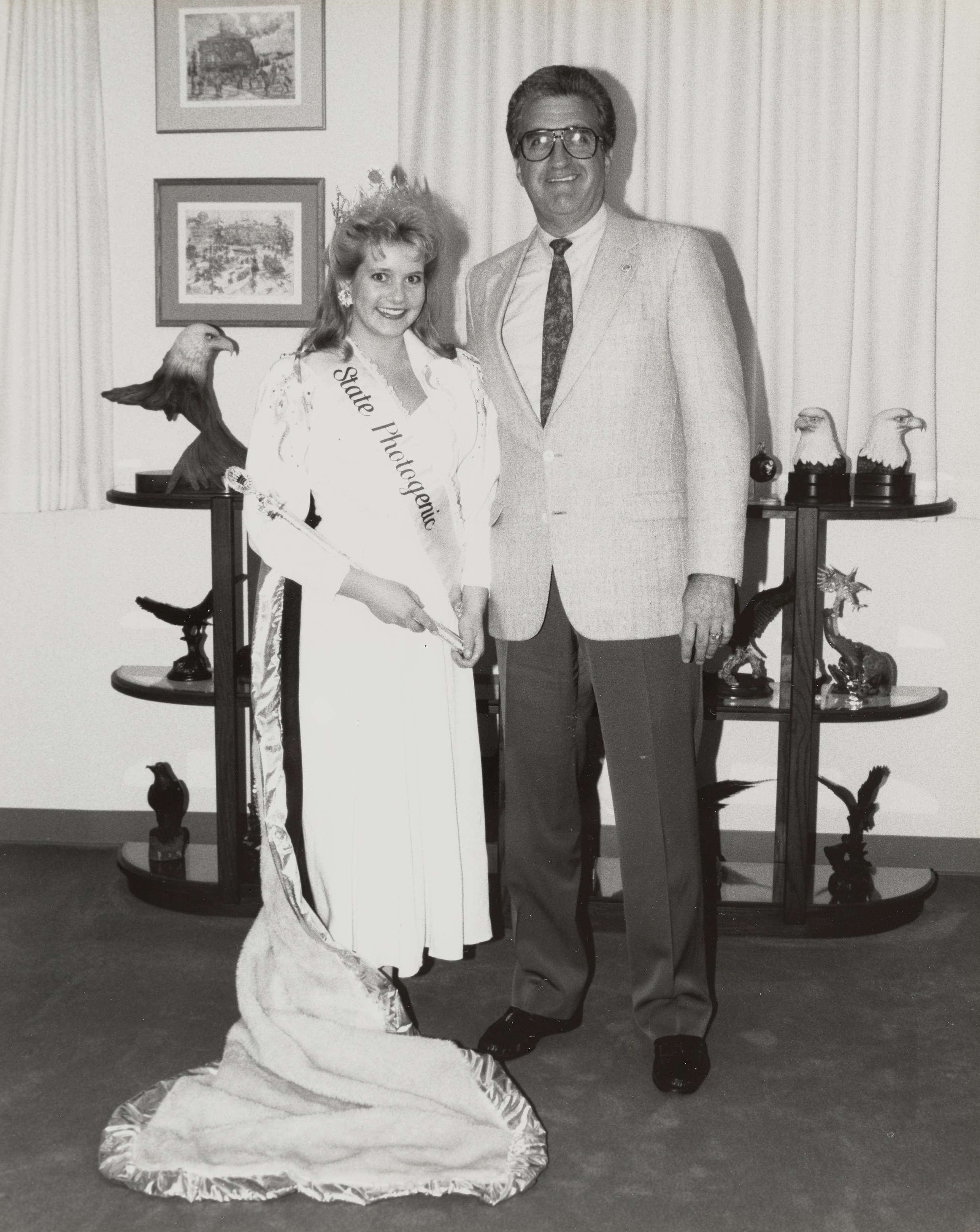 Photograph of Ron Lurie with J & J Pageant Contestant, April 17, 1990