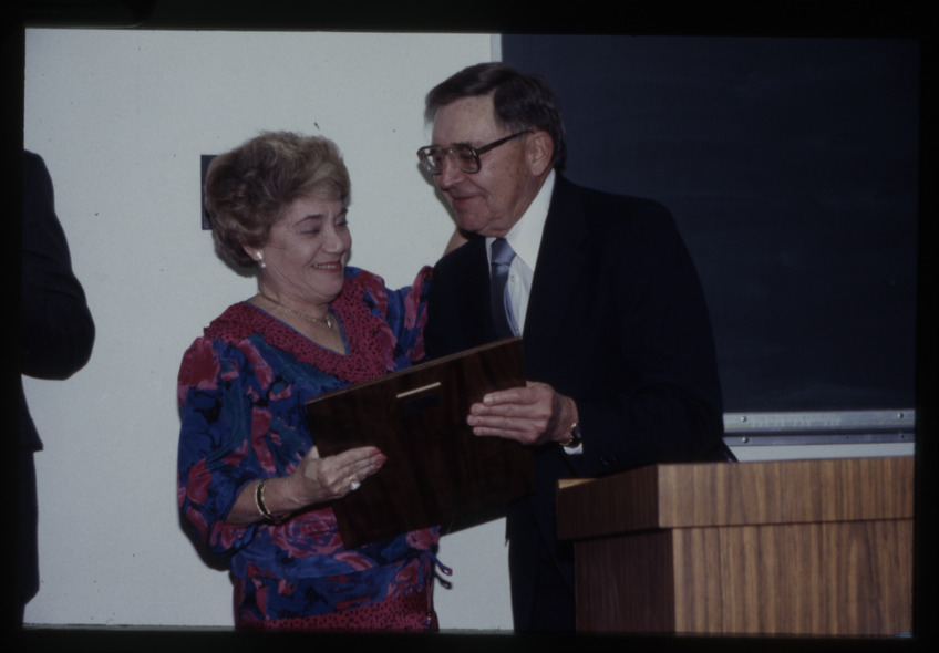 Transparency slide of the dedication of the Lloyd Katz Honors Lounge at UNLV Library