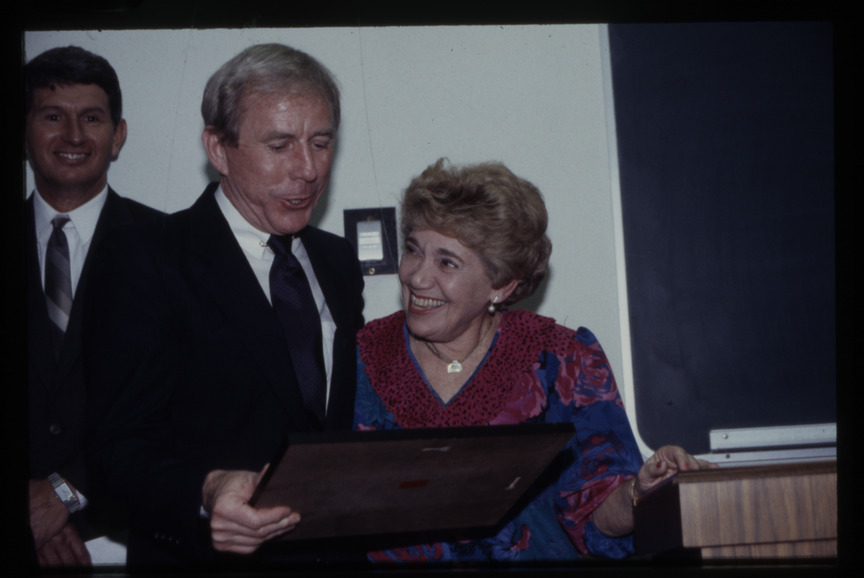 Transparency slide of the dedication of the Lloyd Katz Honors Lounge at UNLV Library