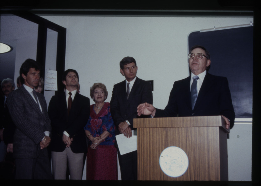 Transparency slide of the dedication of the Lloyd Katz Honors Lounge at UNLV Library
