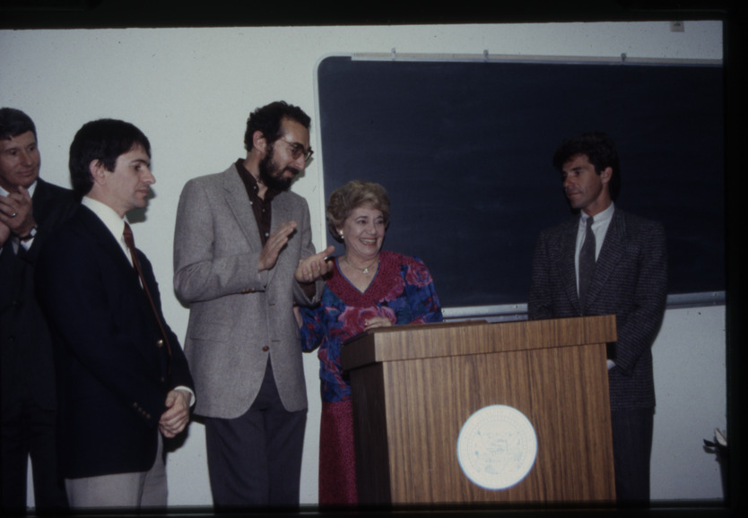 Transparency slide of the dedication of the Lloyd Katz Honors Lounge at UNLV Library