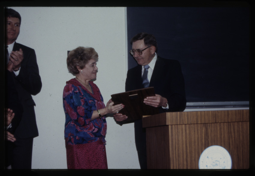 Transparency slide of the dedication of the Lloyd Katz Honors Lounge at UNLV Library