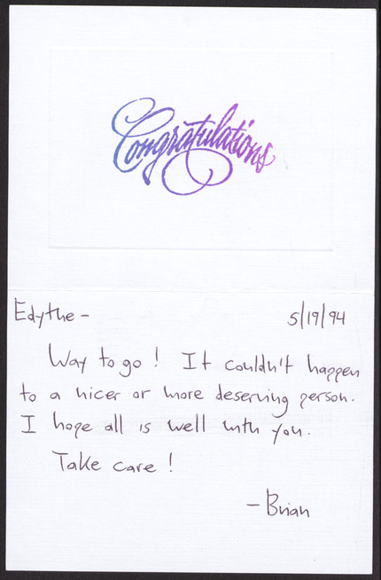 Card from Brian to Edythe Katz (Las Vegas, Nev.), May 19, 1994, inside