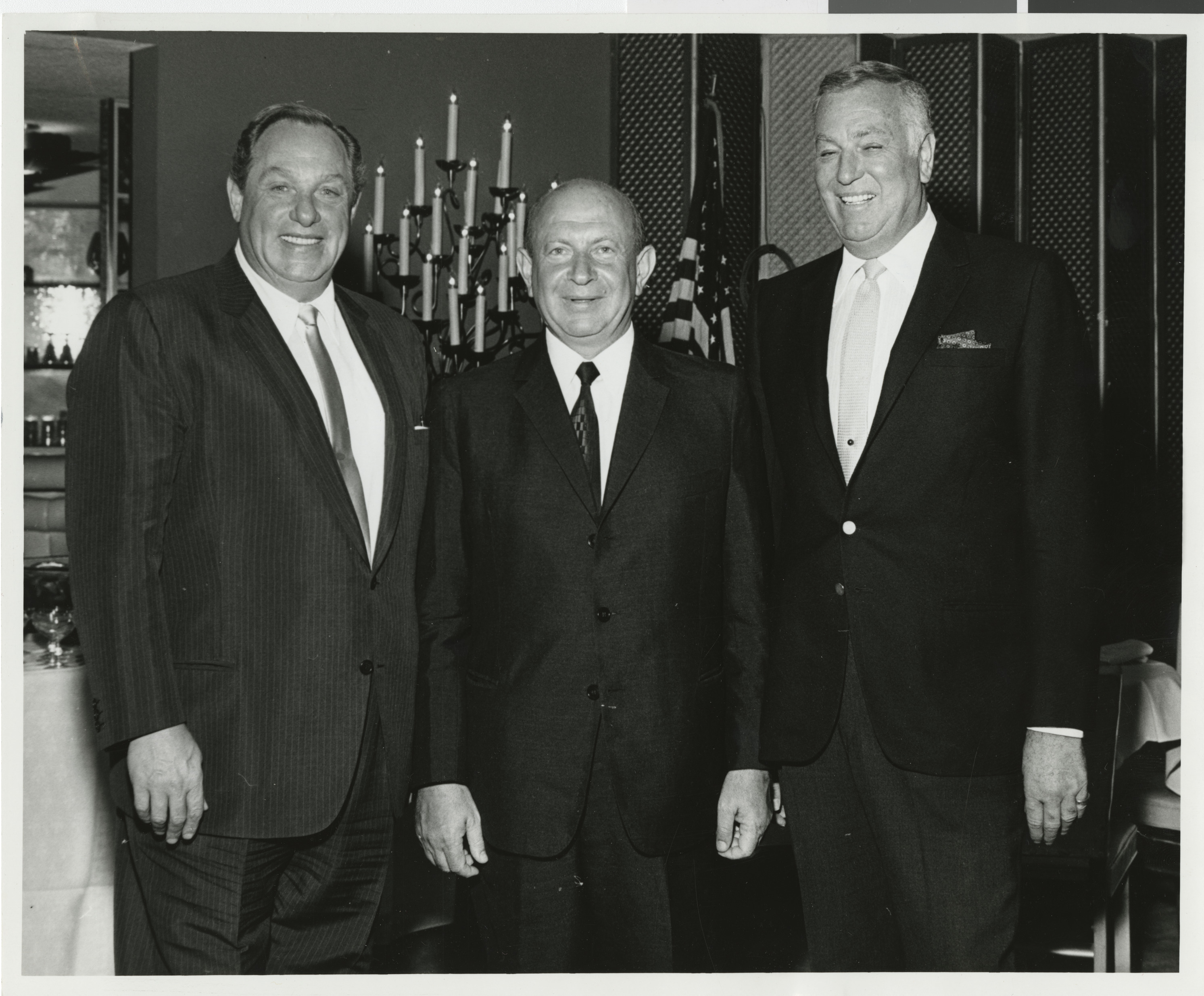 Photograph of Carl Cohen, Dr. Kalman Mann, and Jack Entratter