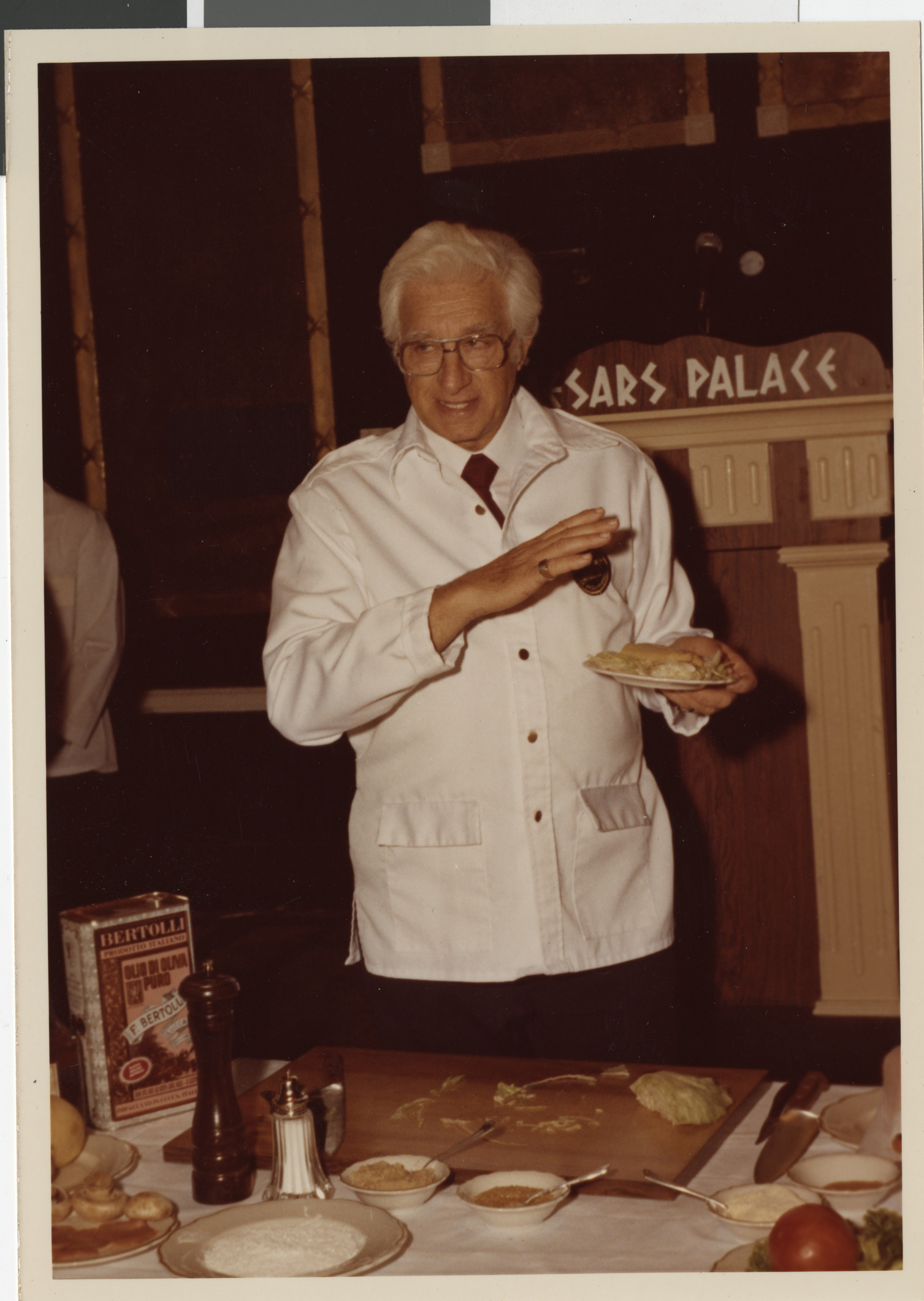 Photograph of Nat Hart during a cooking demonstration