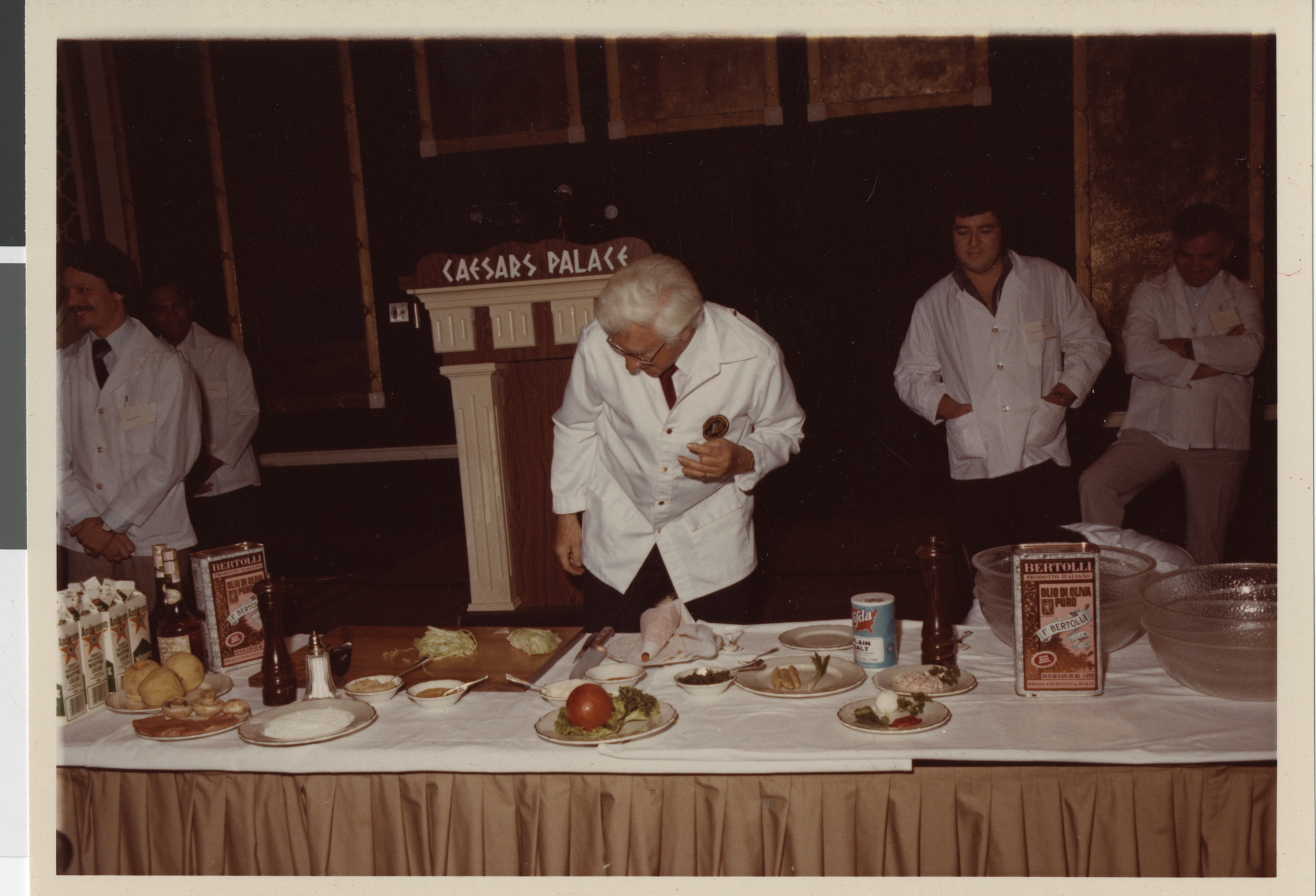 Photograph of Nat Hart during a cooking demonstration