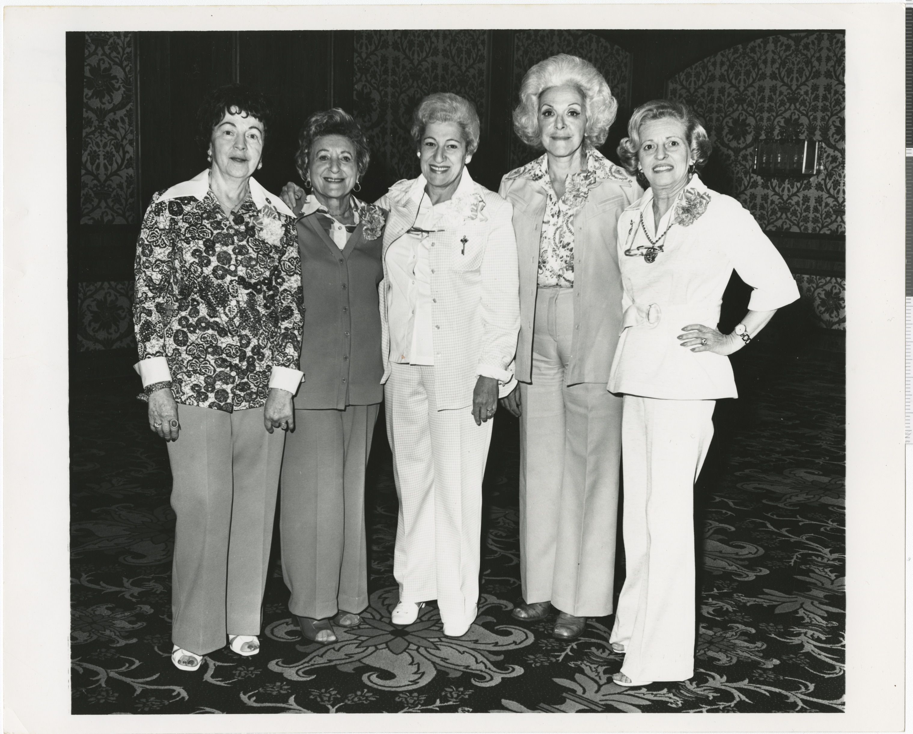 Black and white photo of five members of Hadassah, no date