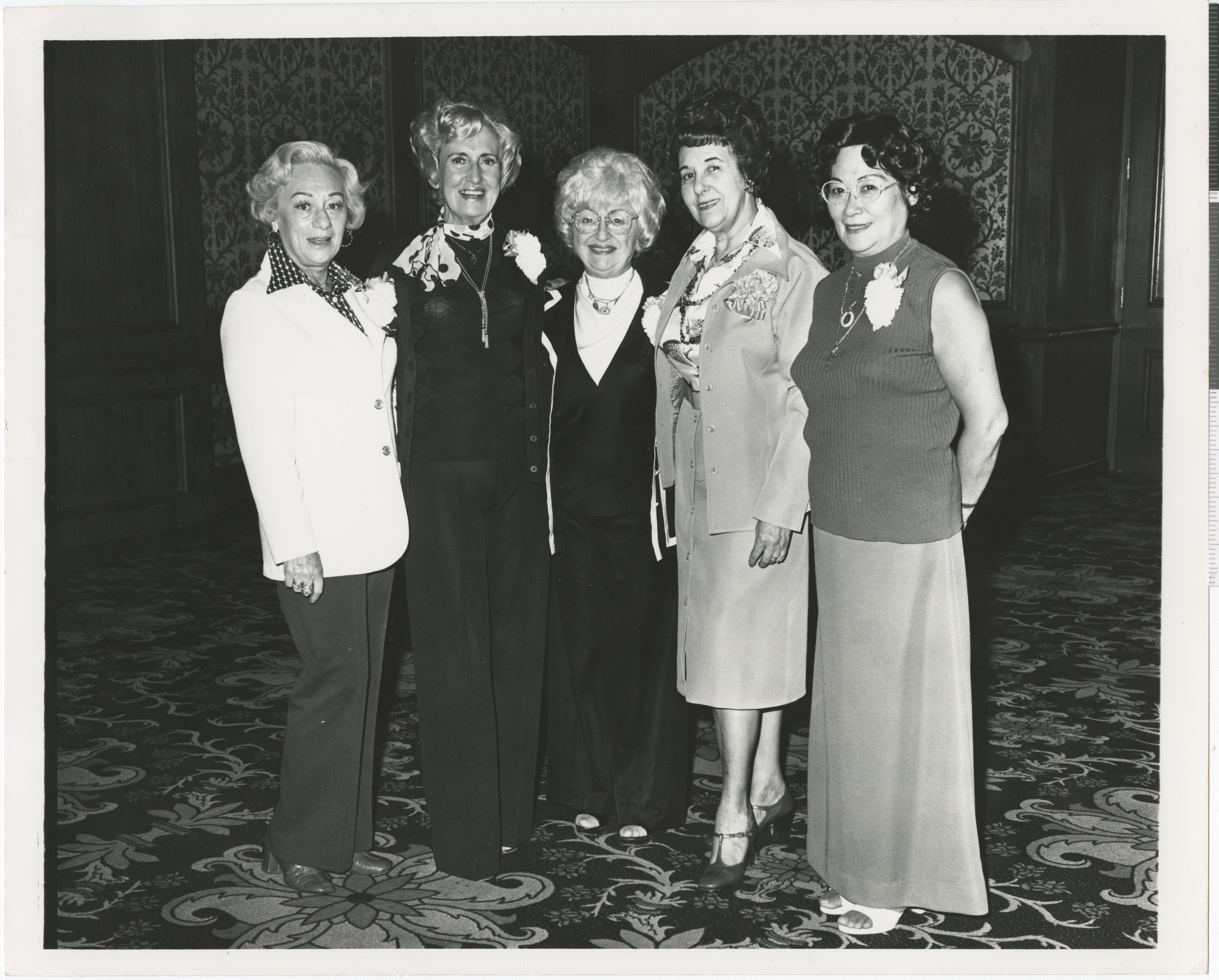 Black and white photo of five members of Hadassah, no date