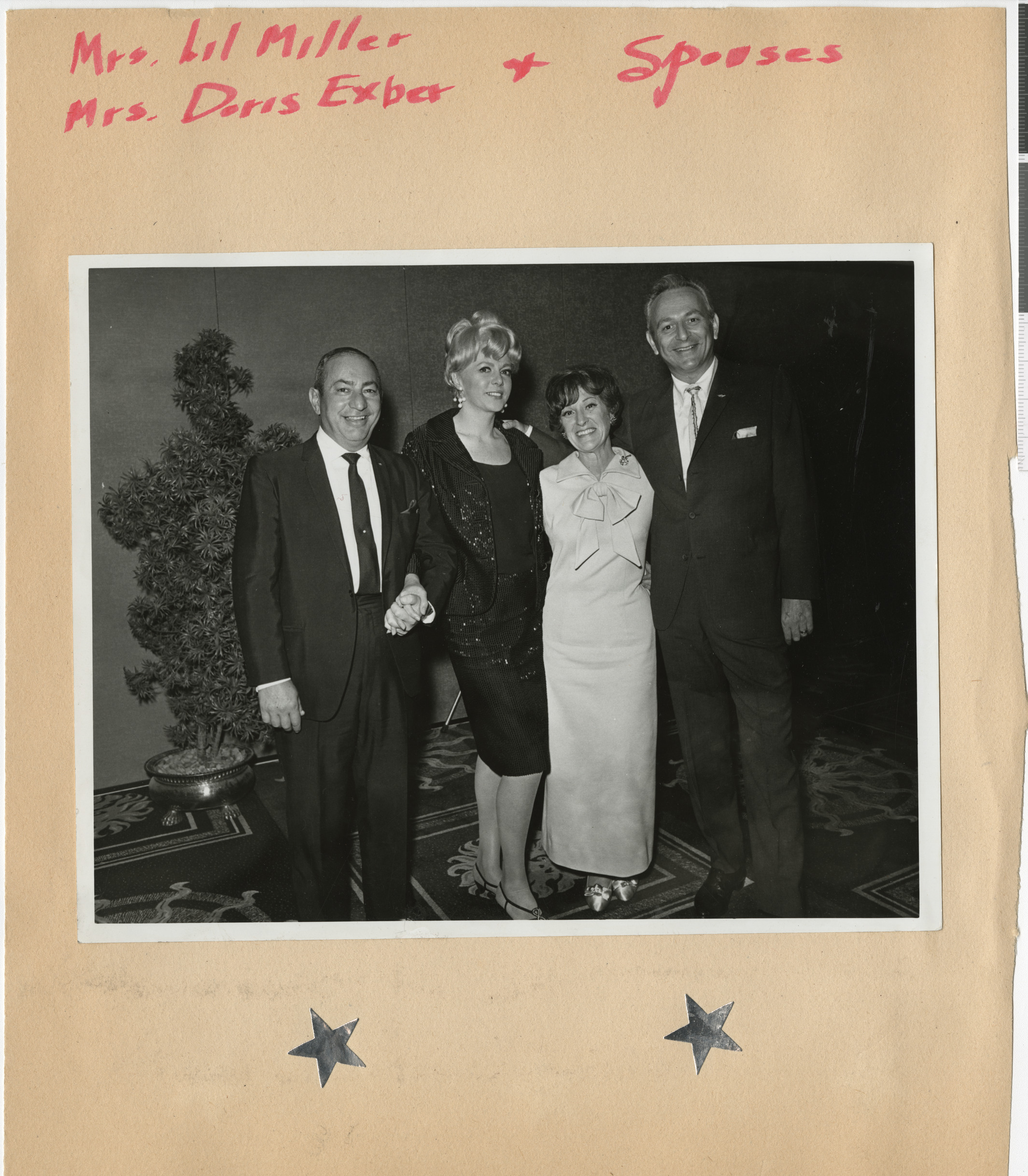 Photograph of Mrs. Doris Exber and Mrs. Lillian Miller with their spouses, June 1967