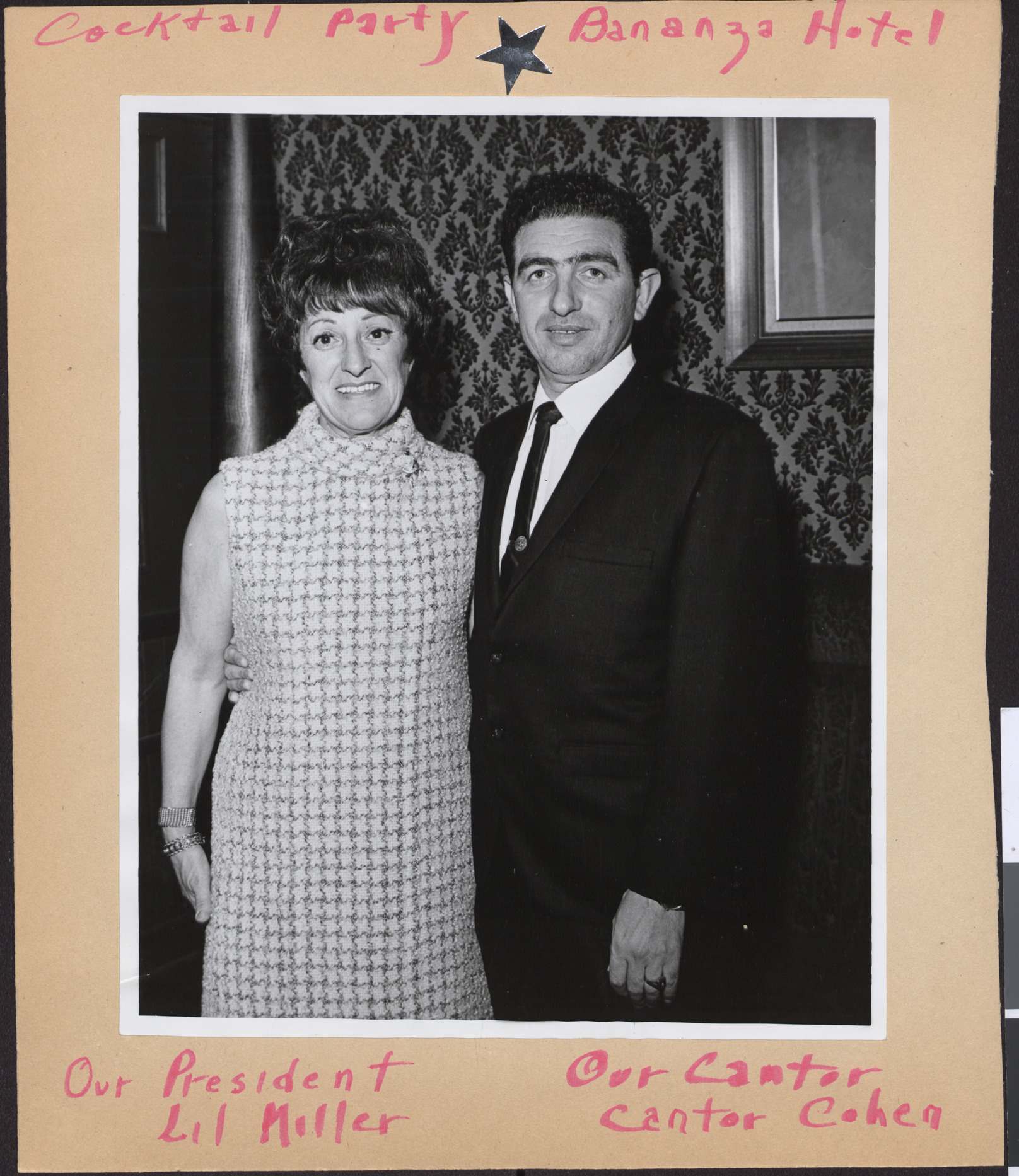 Cocktail Party, Bonanza Hotel: Photograph of Lillian Miller and Cantor Cohen