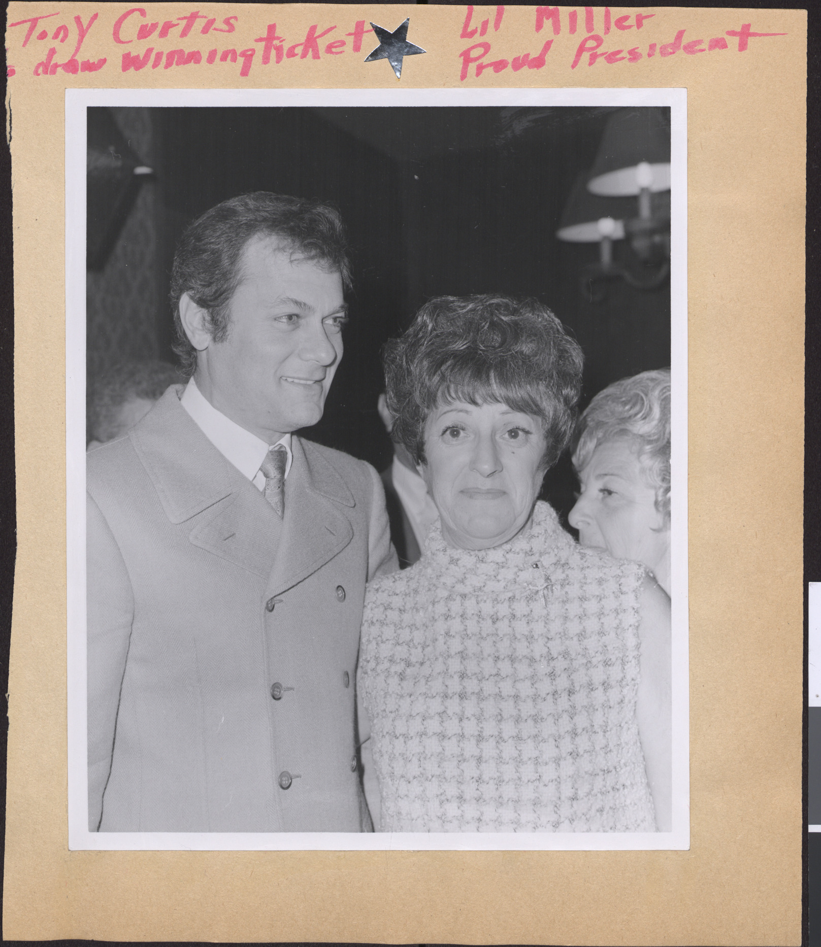Cocktail Party, Bonanza Hotel: Photograph of Tony Curtis and Lillian Miller