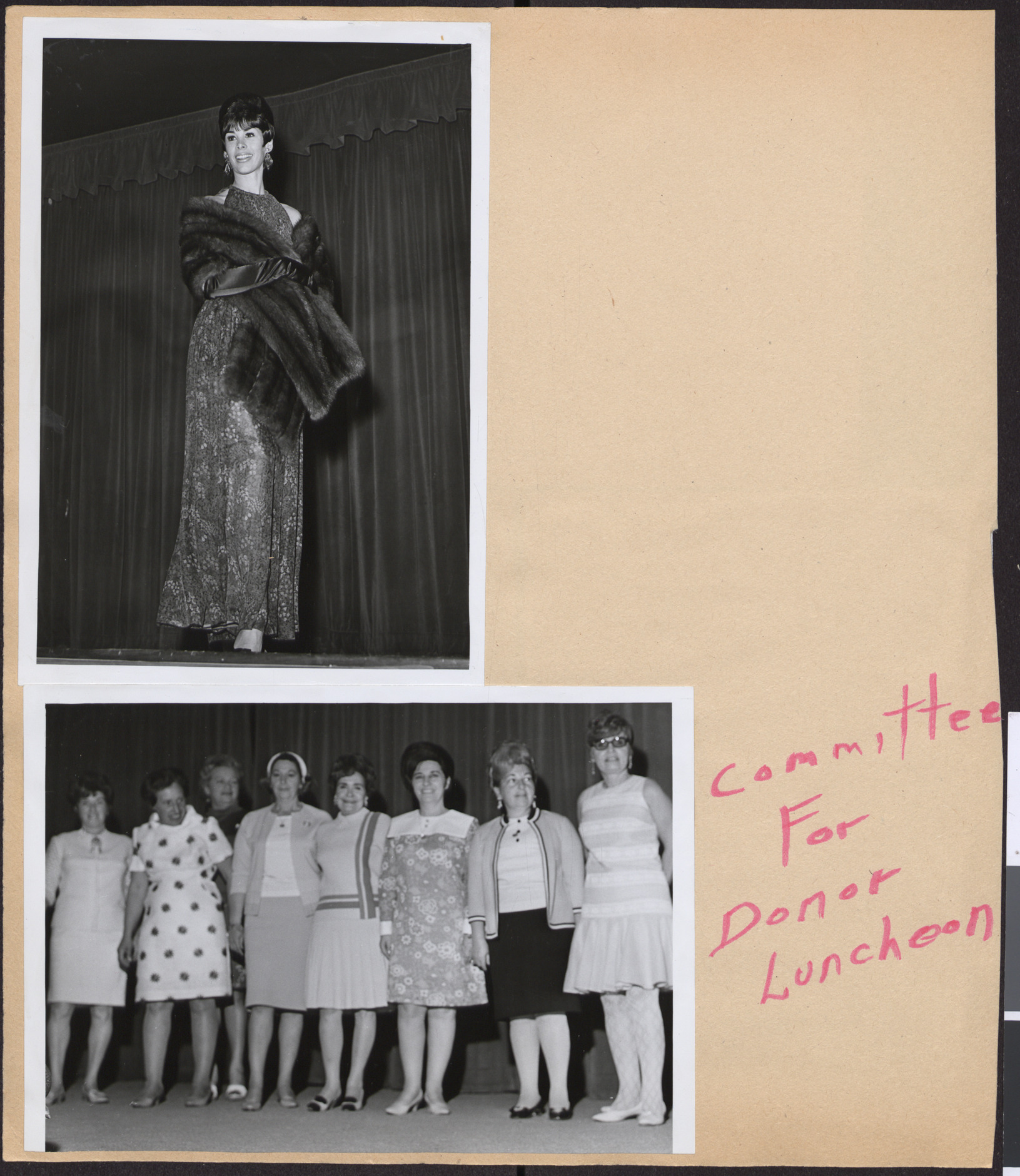 Photographs of Hadassah Donor Luncheon and fashion show, and photograph of Committee for Donor Luncheon