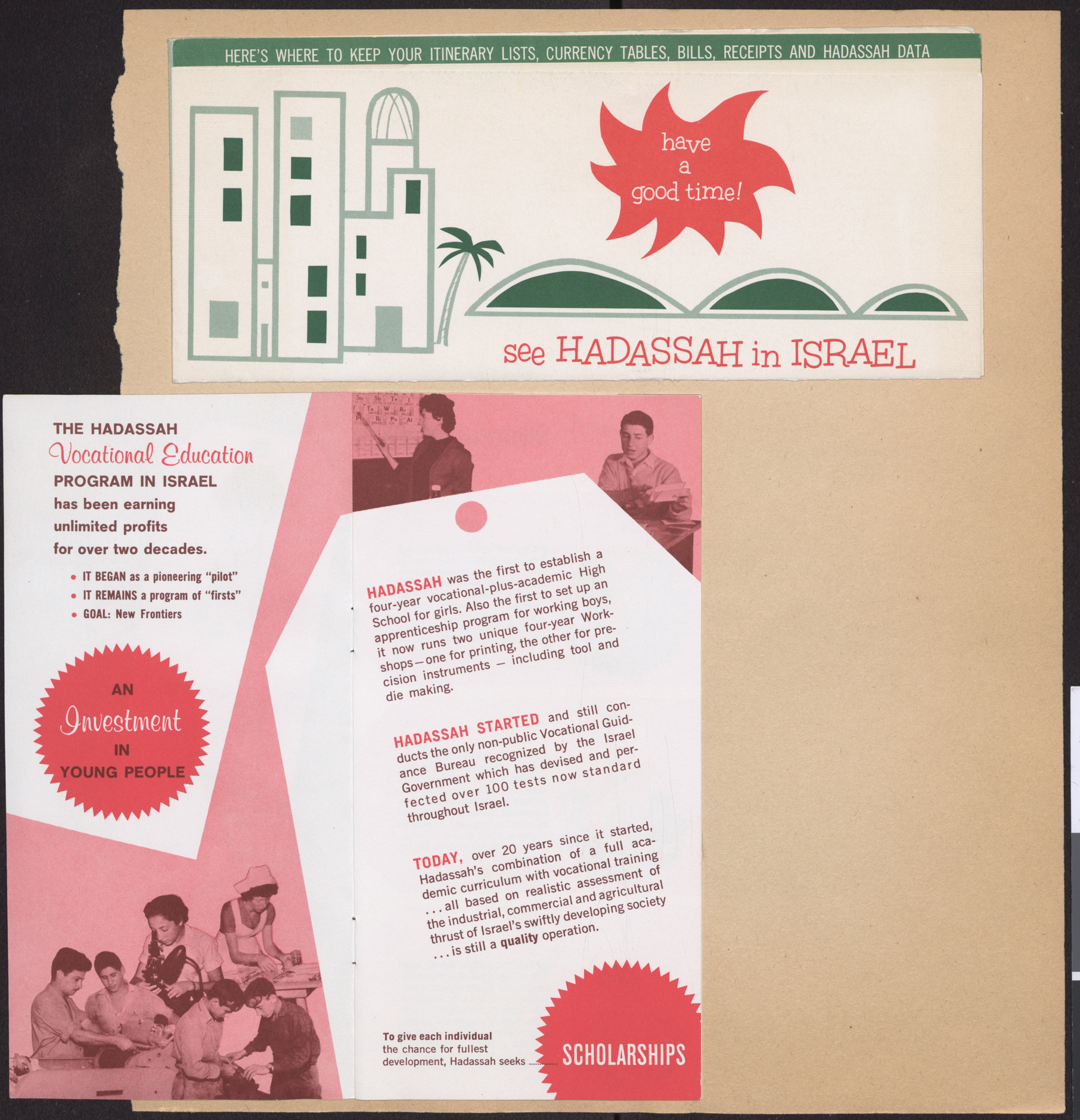 Pamphlet, Hadassah Vocational Education, opening 1