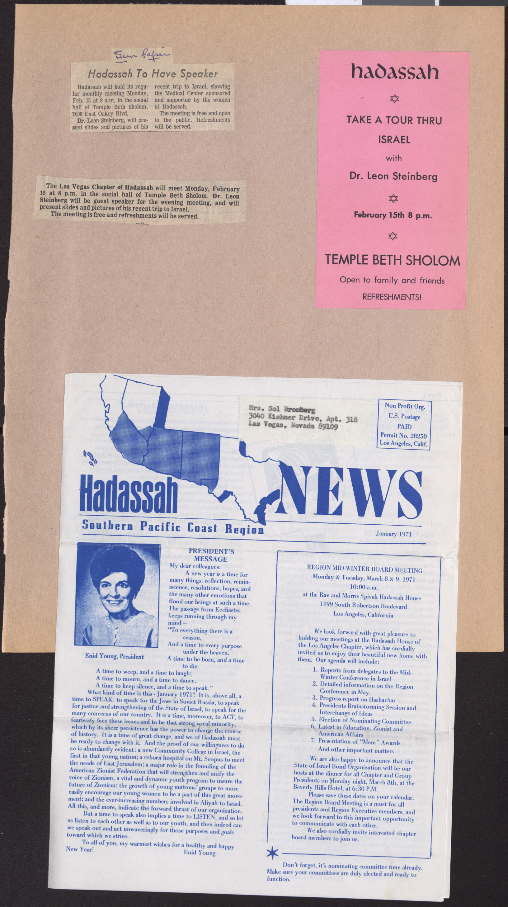 Hadassah News, Southern Pacific Coast Region, January 1971