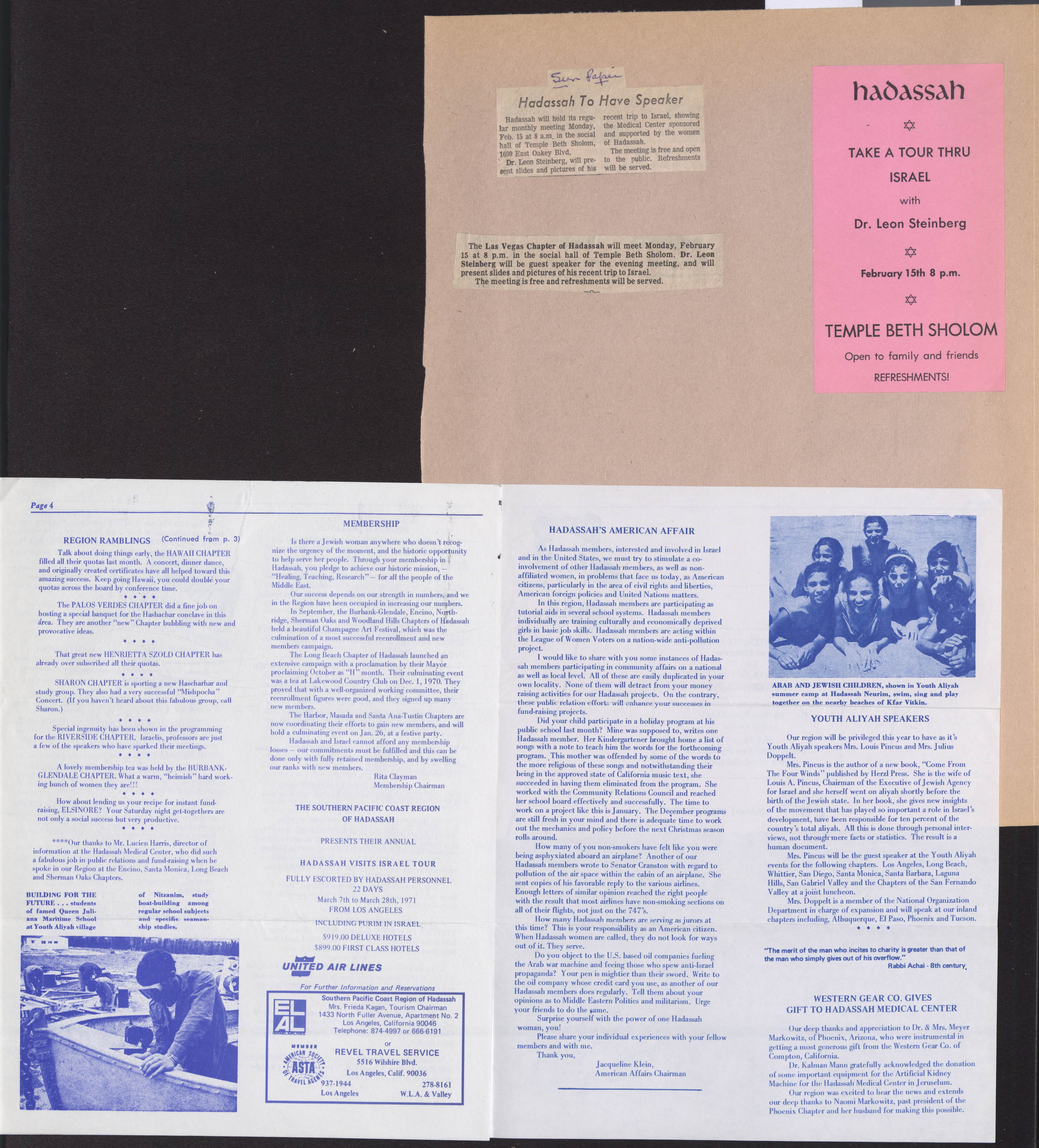 Hadassah News, Southern Pacific Coast Region, January 1971, pages 4-5