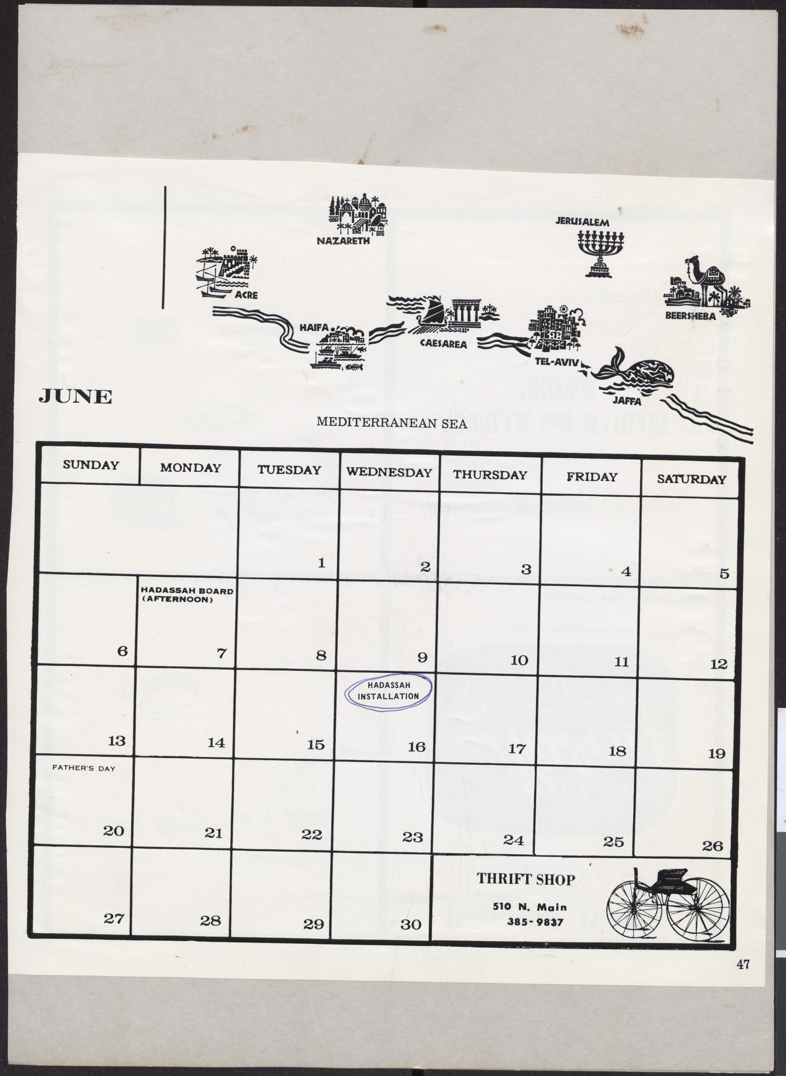 Calendar page, June 1971