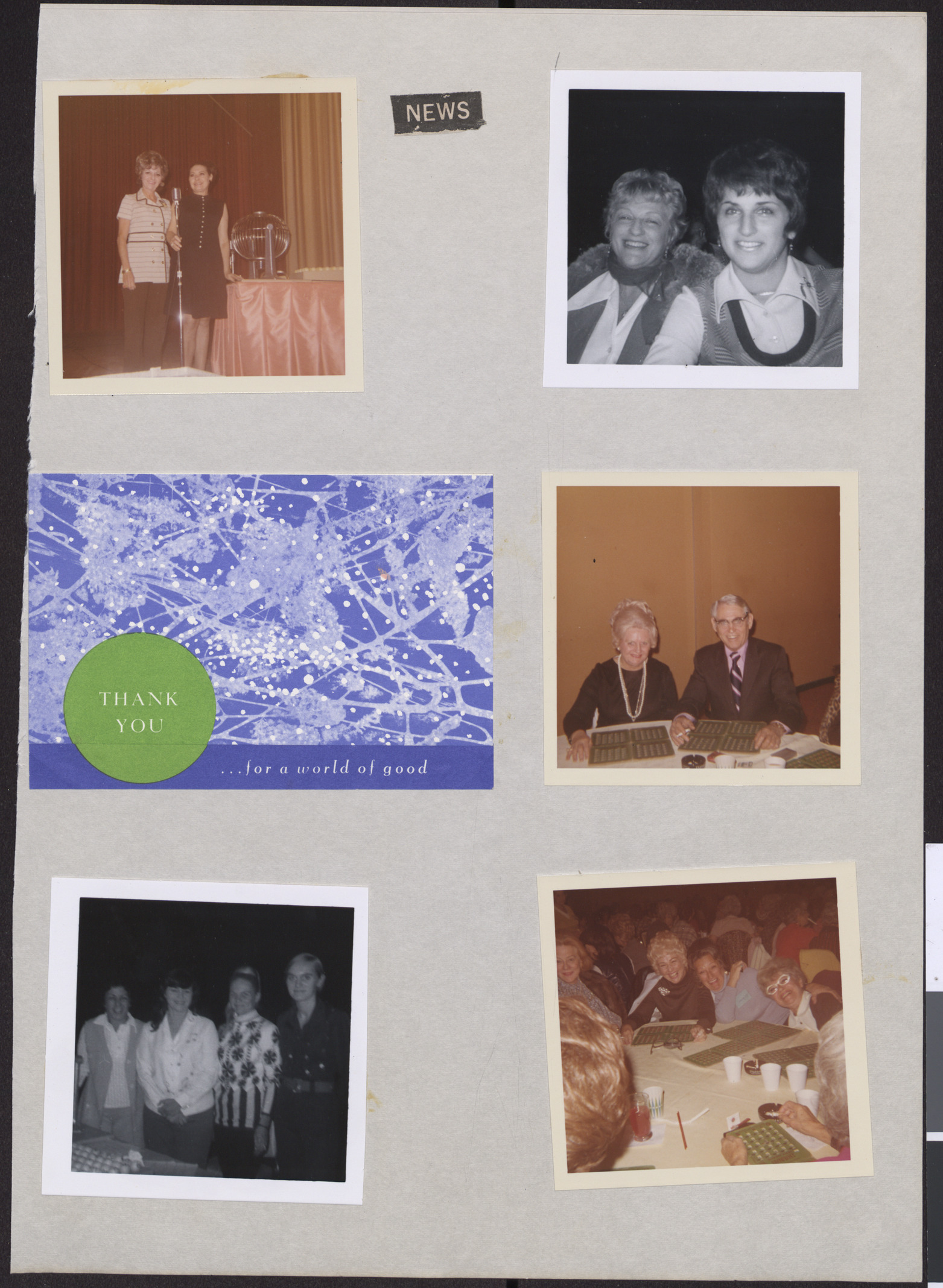 Photographs of Hadassah Bingo event and thank you note to Blanche Stein, date unknown